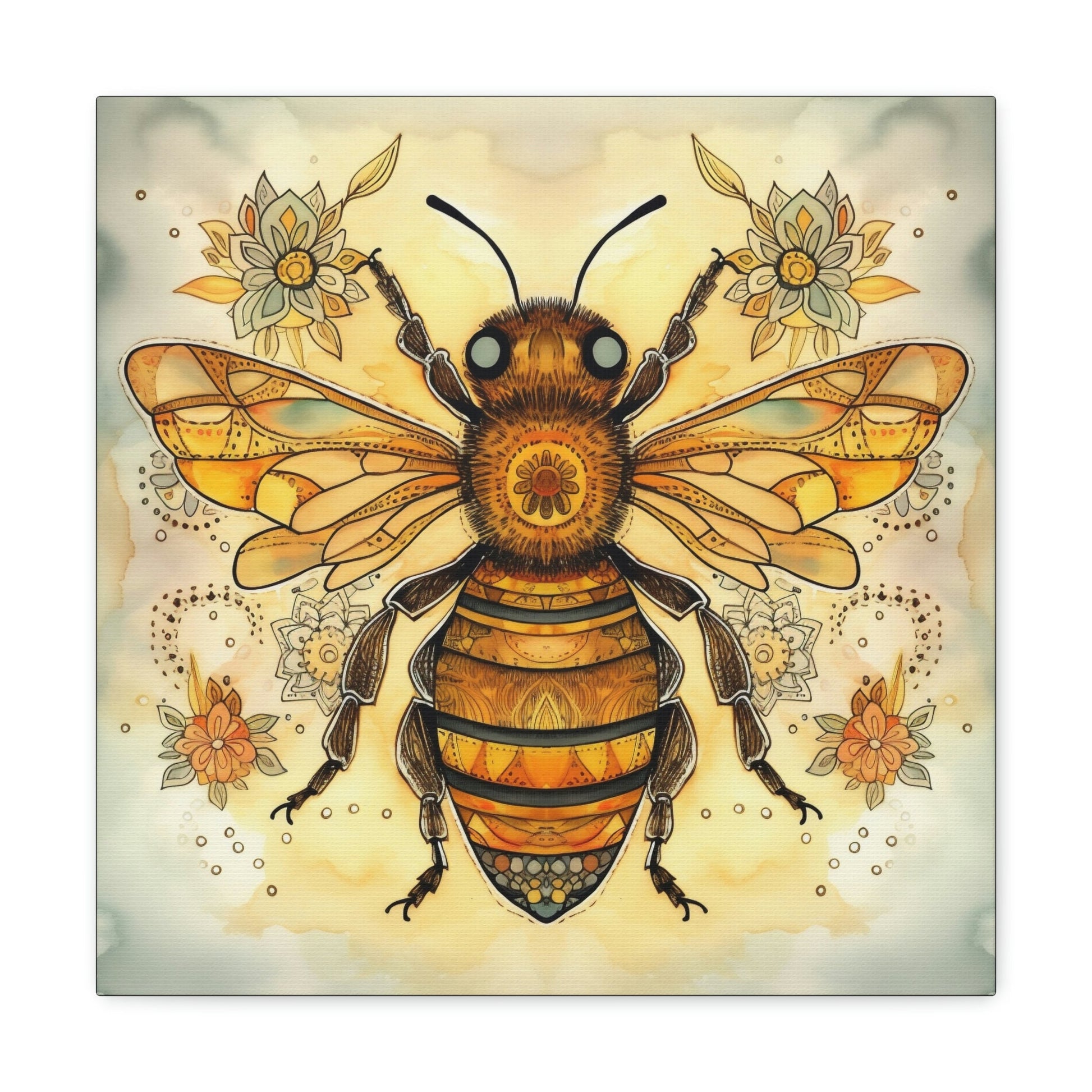 Rustic Folk Honey Bee Canvas Gallery Wraps - Perfect Gift for Your Country Farm Friends