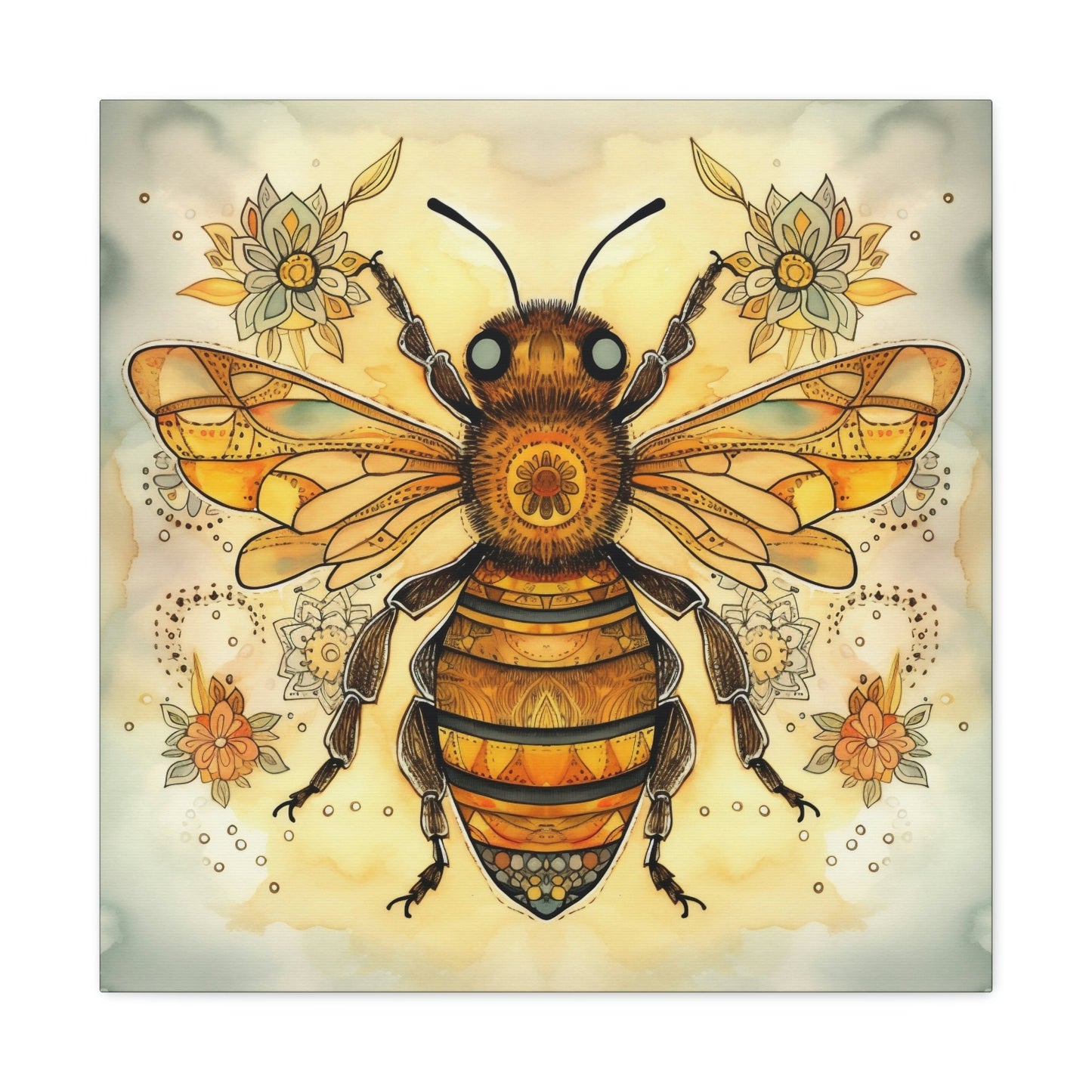 Rustic Folk Honey Bee Canvas Gallery Wraps - Perfect Gift for Your Country Farm Friends