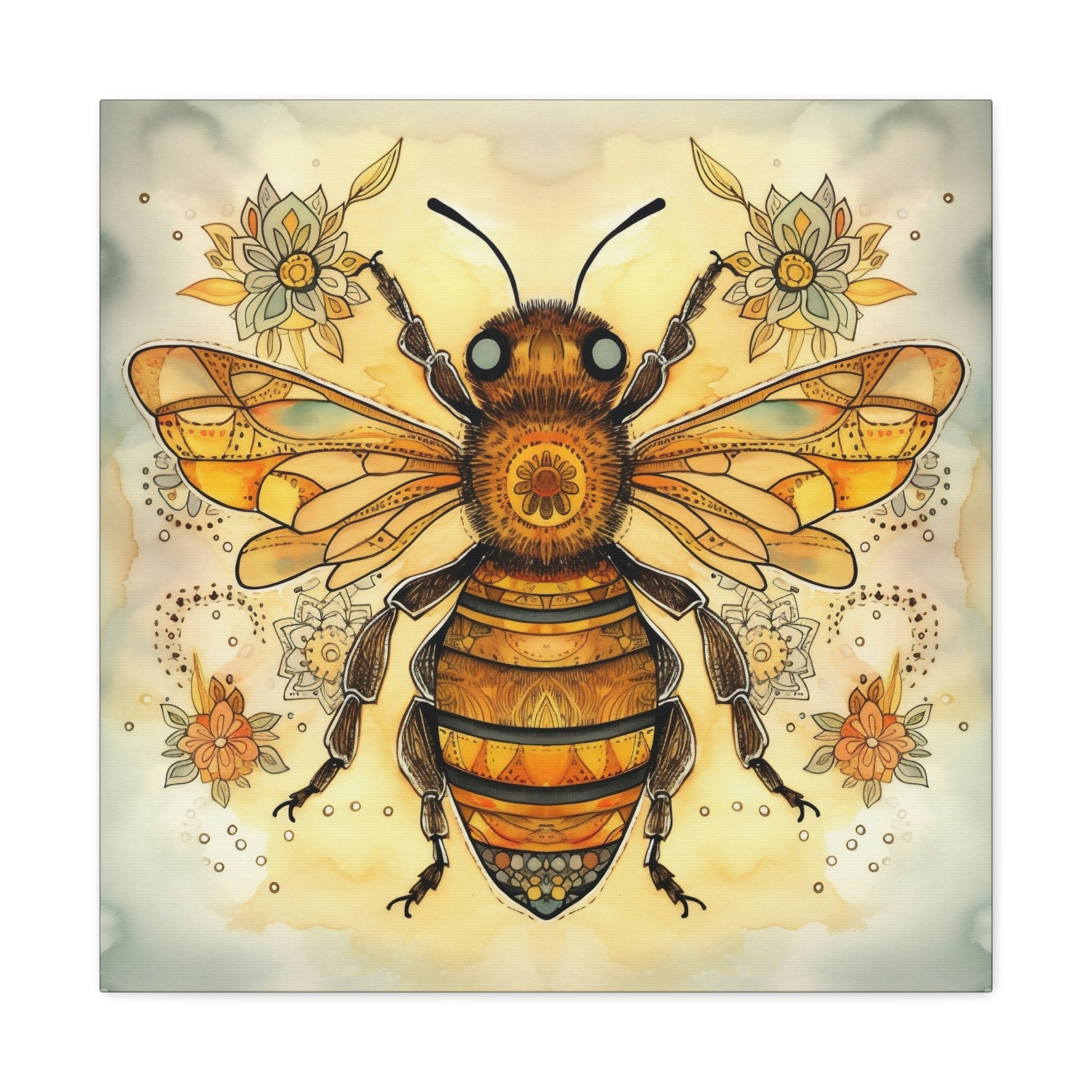 Rustic Folk Honey Bee Canvas Gallery Wraps - Perfect Gift for Your Country Farm Friends