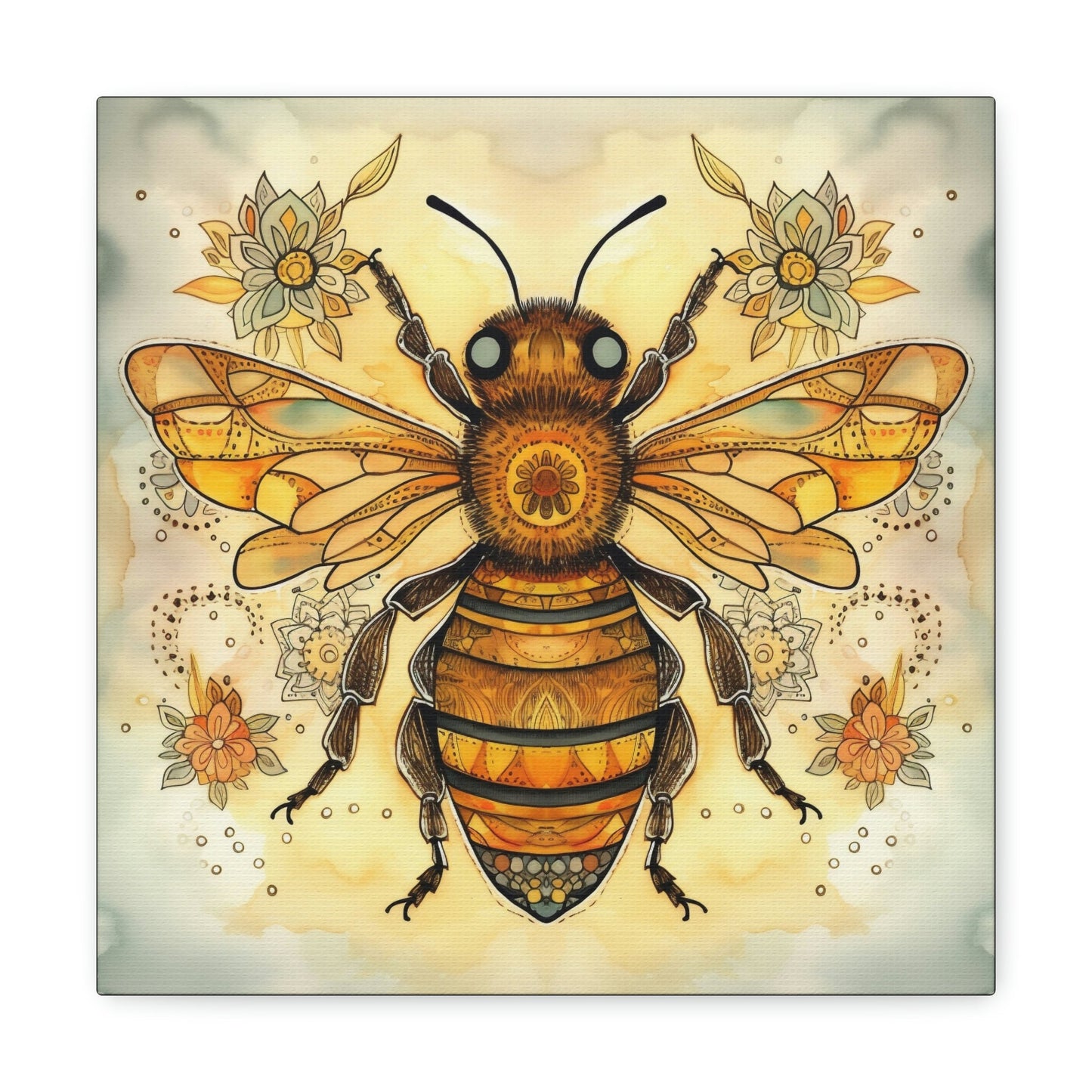 Rustic Folk Honey Bee Canvas Gallery Wraps - Perfect Gift for Your Country Farm Friends