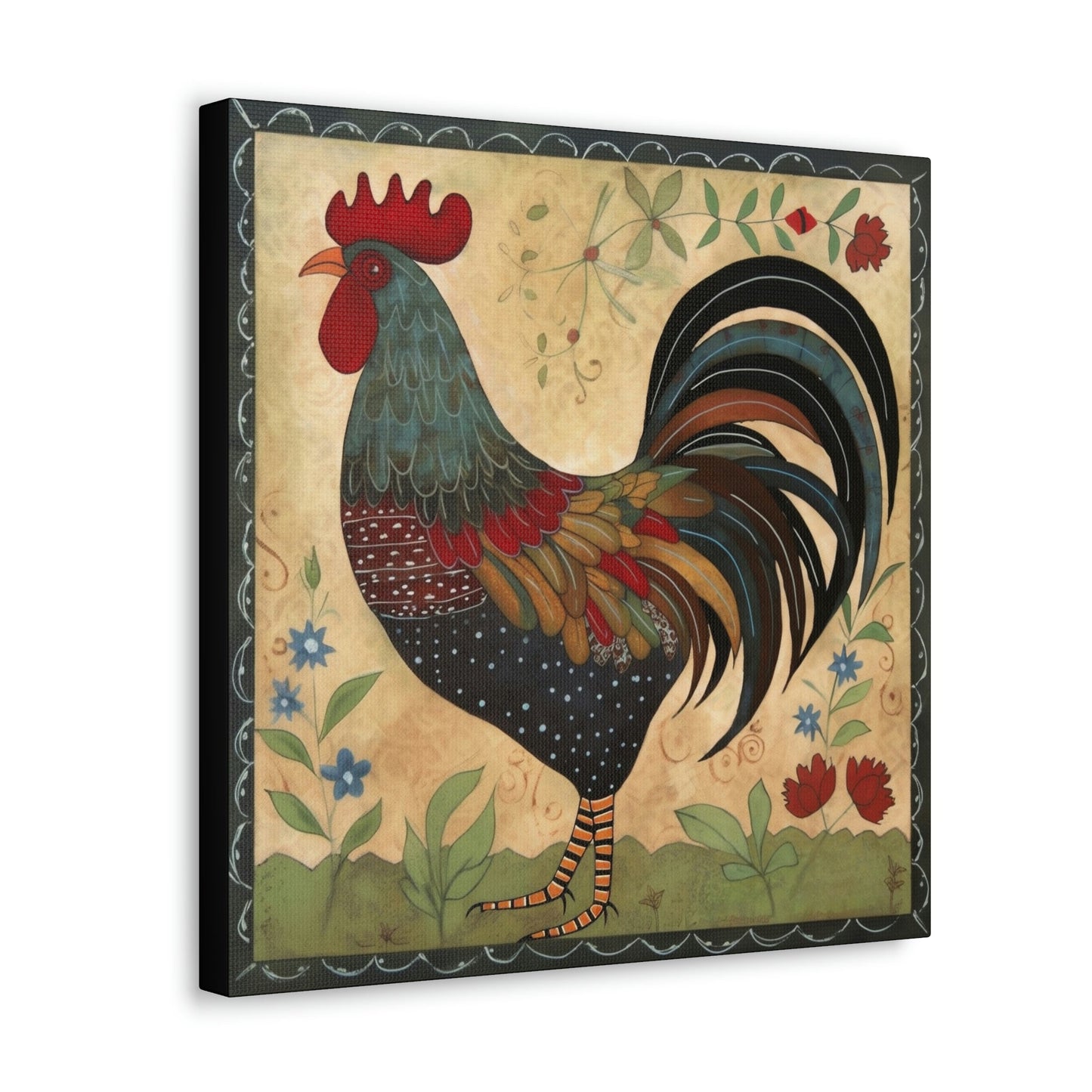 Rustic Folk Rooster Canvas Gallery Wraps - Perfect Gift for Your Country Farm Friends