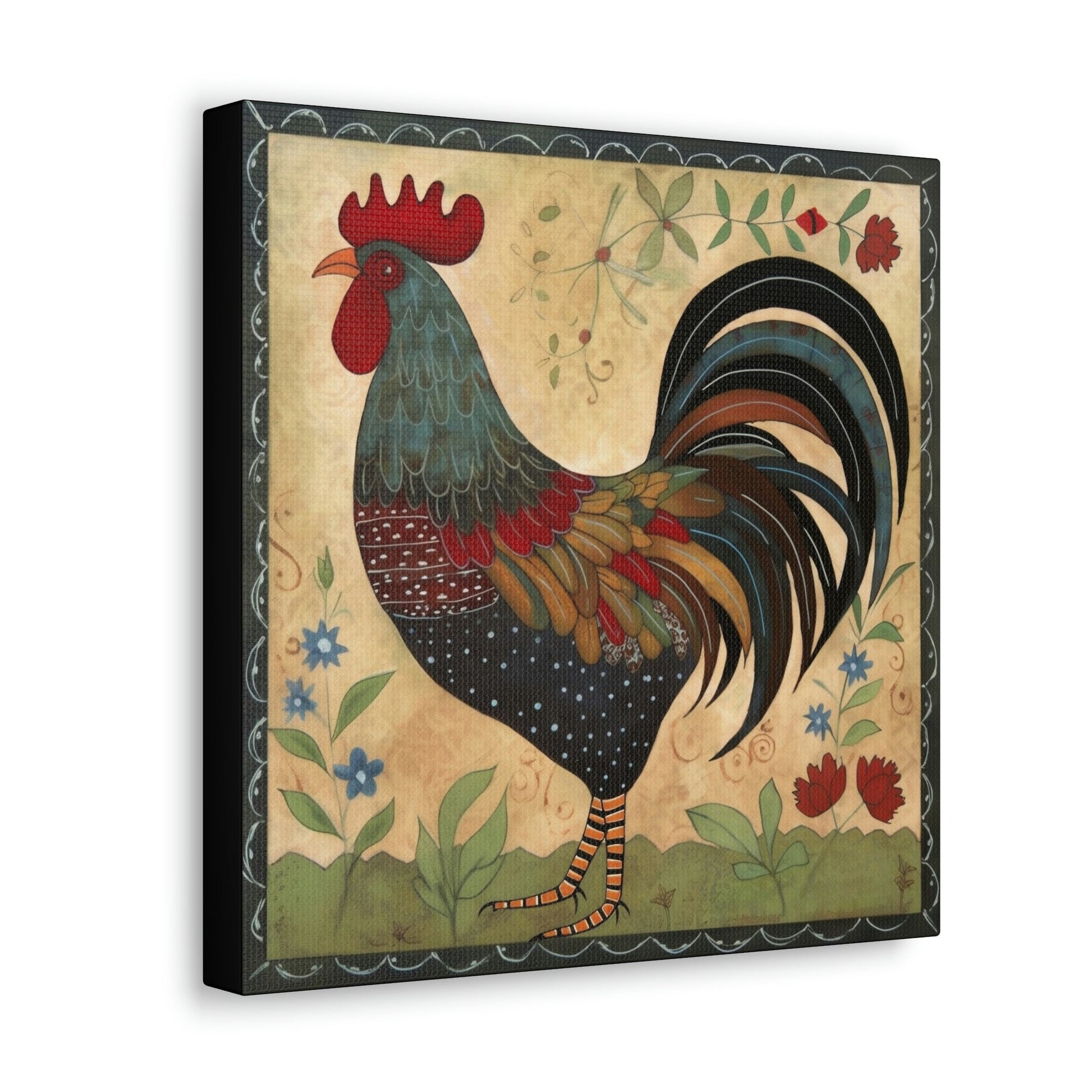 Rustic Folk Rooster Canvas Gallery Wraps - Perfect Gift for Your Country Farm Friends