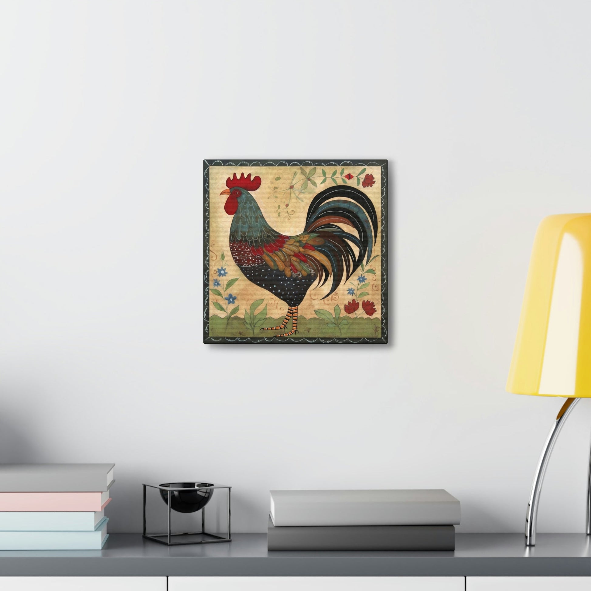 Rustic Folk Rooster Canvas Gallery Wraps - Perfect Gift for Your Country Farm Friends