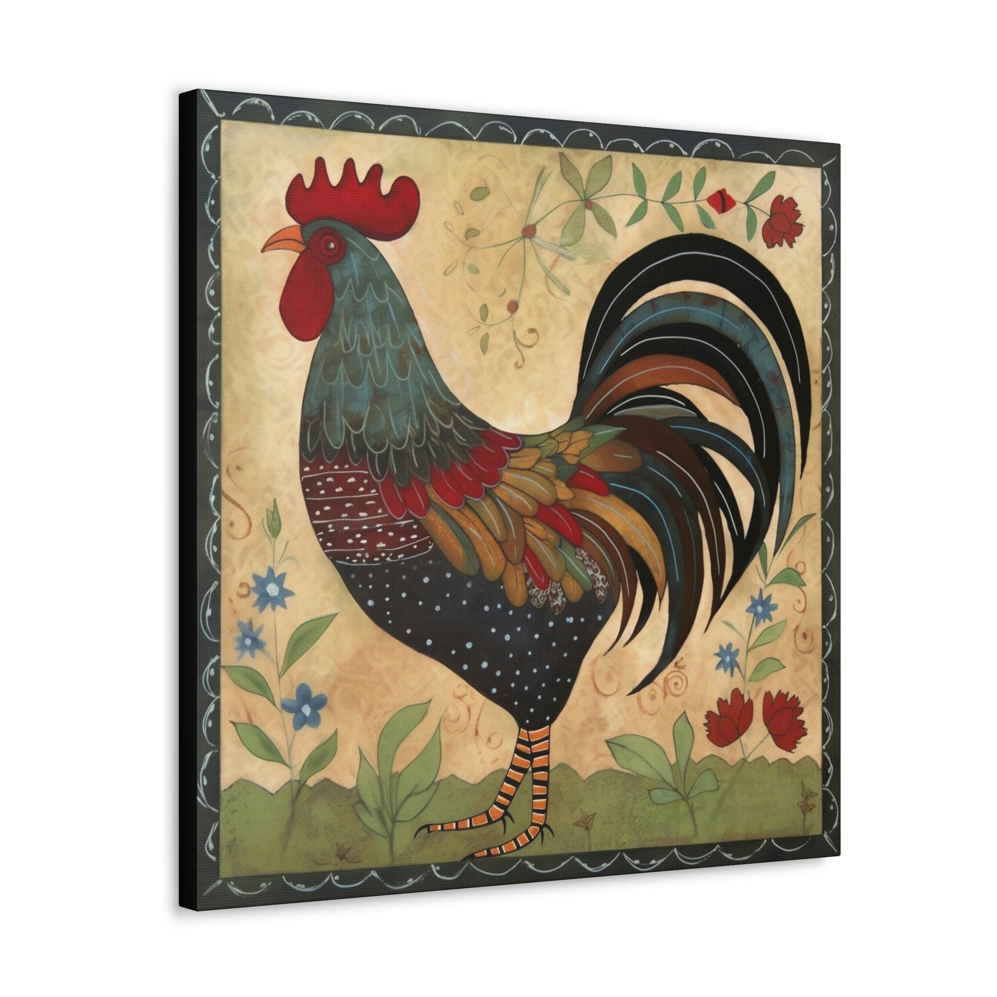 Rustic Folk Rooster Canvas Gallery Wraps - Perfect Gift for Your Country Farm Friends