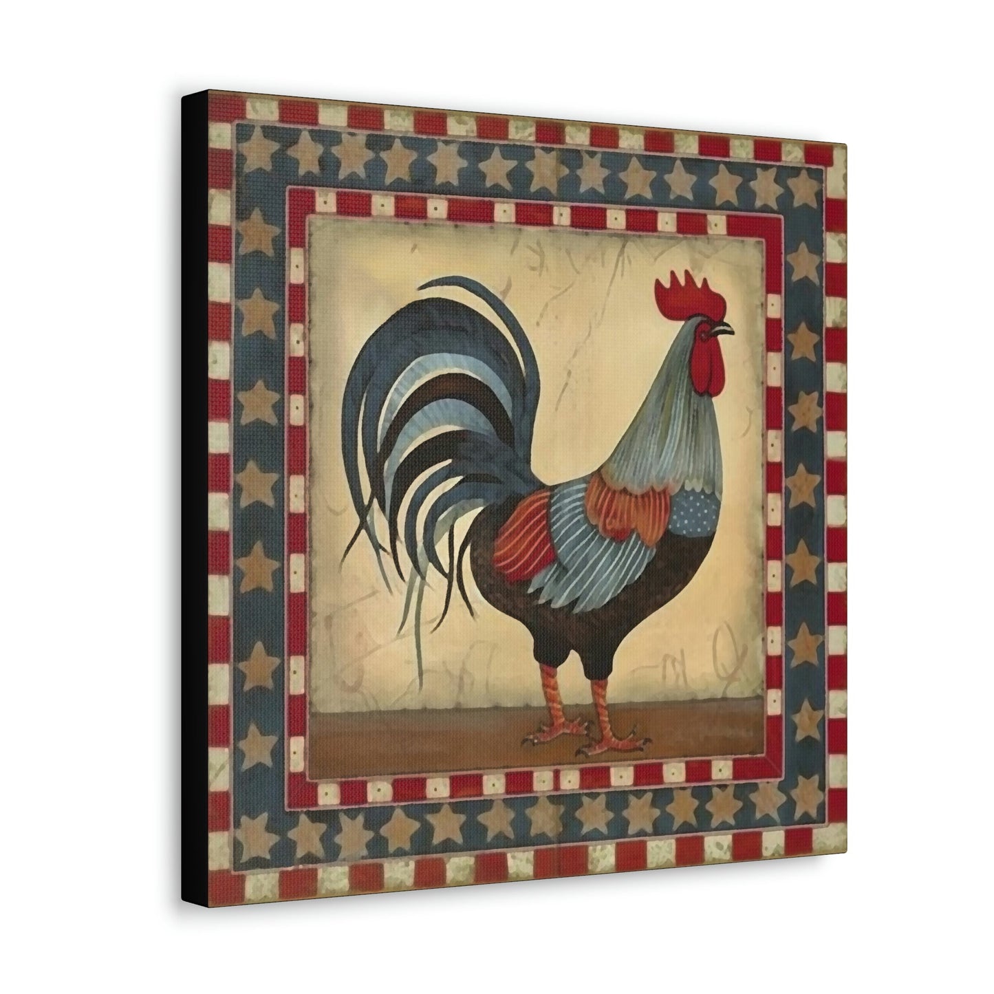 Rustic Folk Rooster Design Canvas Gallery Wraps - Perfect Gift for Your Country Farm Friends