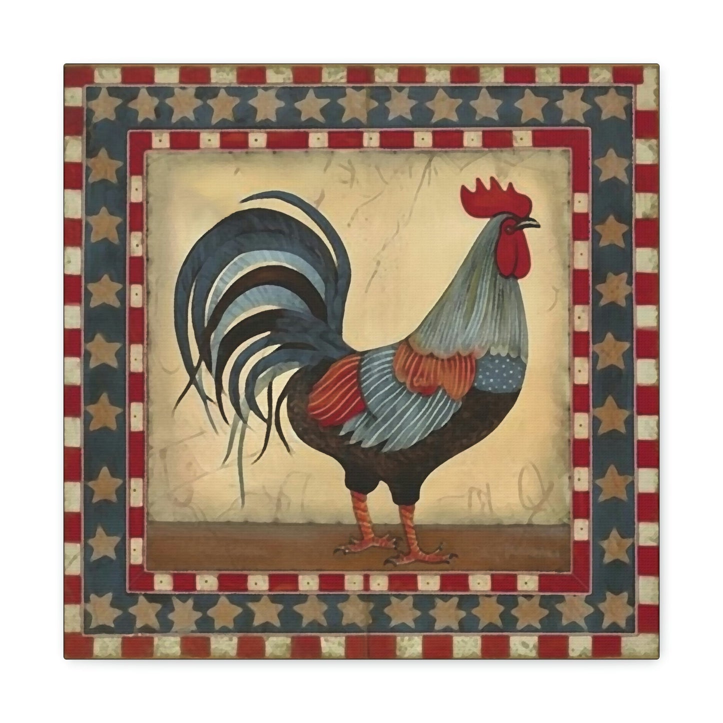 Rustic Folk Rooster Design Canvas Gallery Wraps - Perfect Gift for Your Country Farm Friends