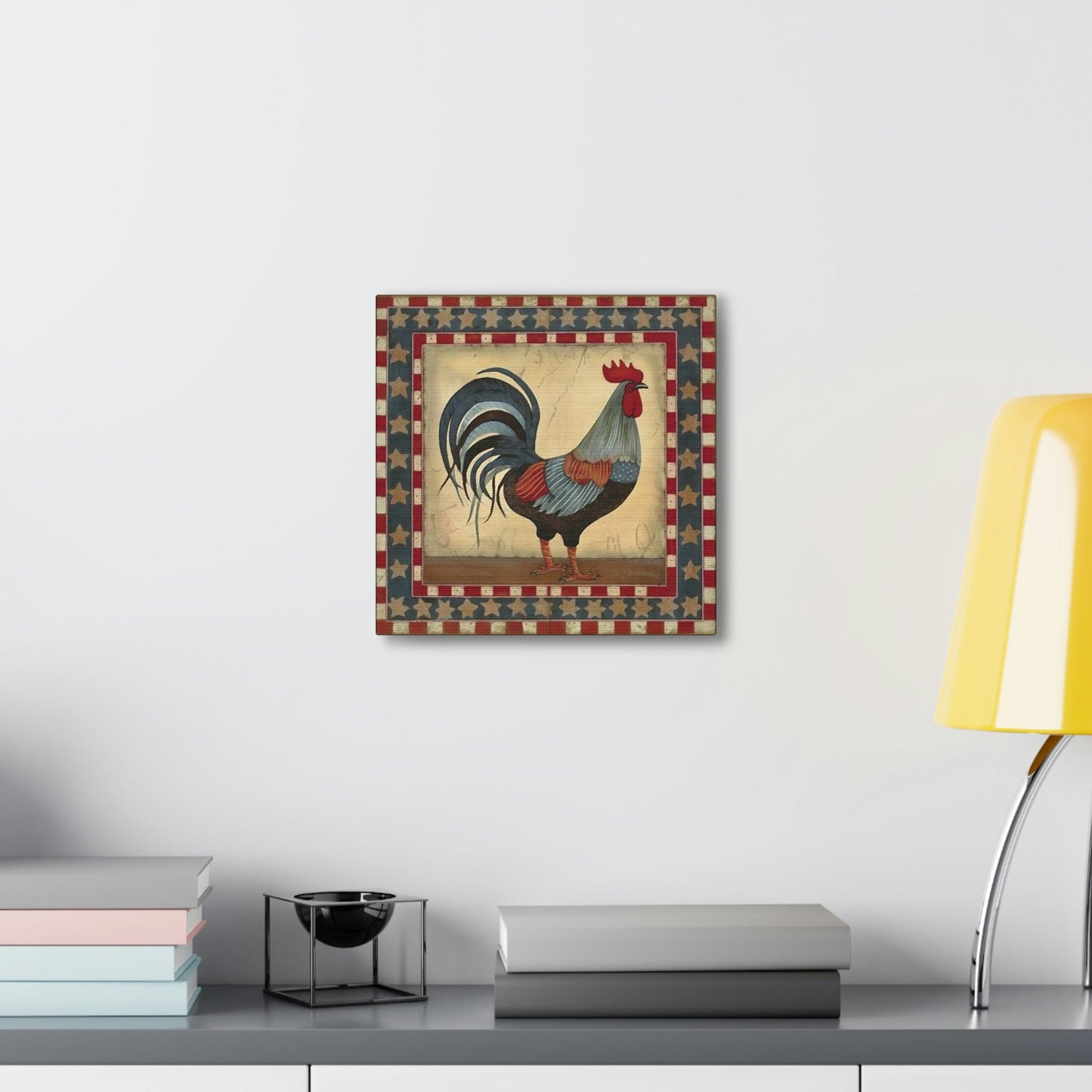 Rustic Folk Rooster Design Canvas Gallery Wraps - Perfect Gift for Your Country Farm Friends