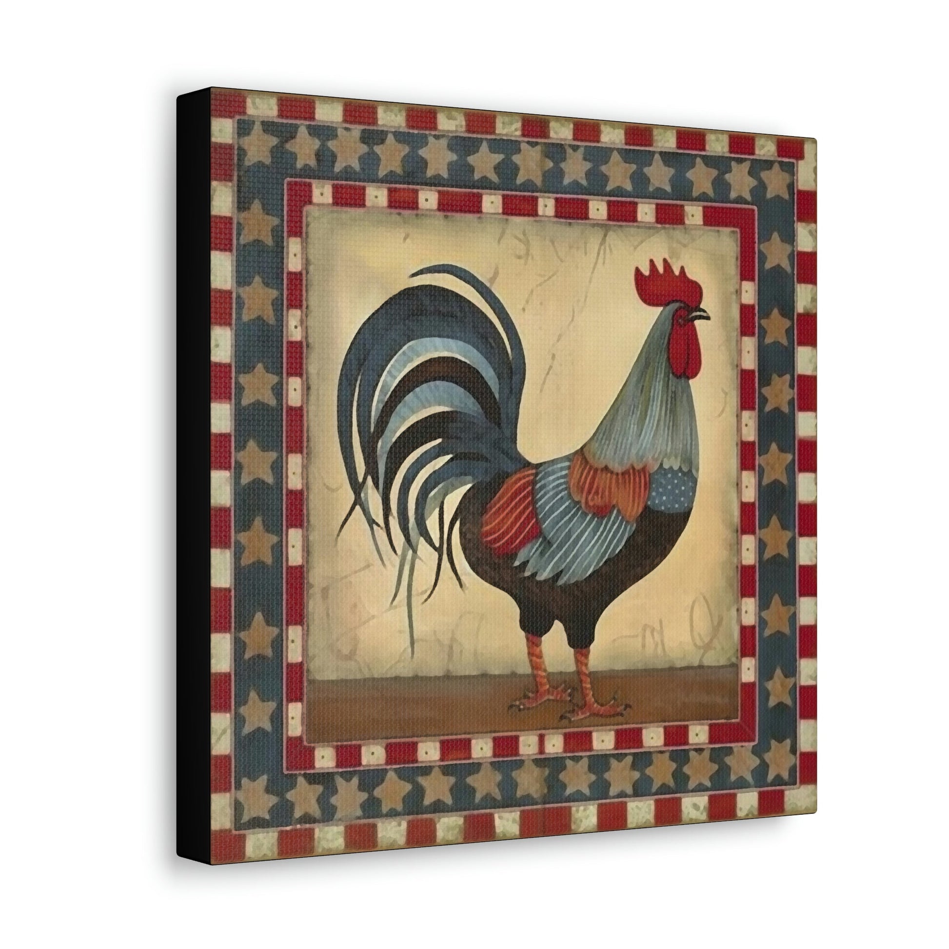 Rustic Folk Rooster Design Canvas Gallery Wraps - Perfect Gift for Your Country Farm Friends