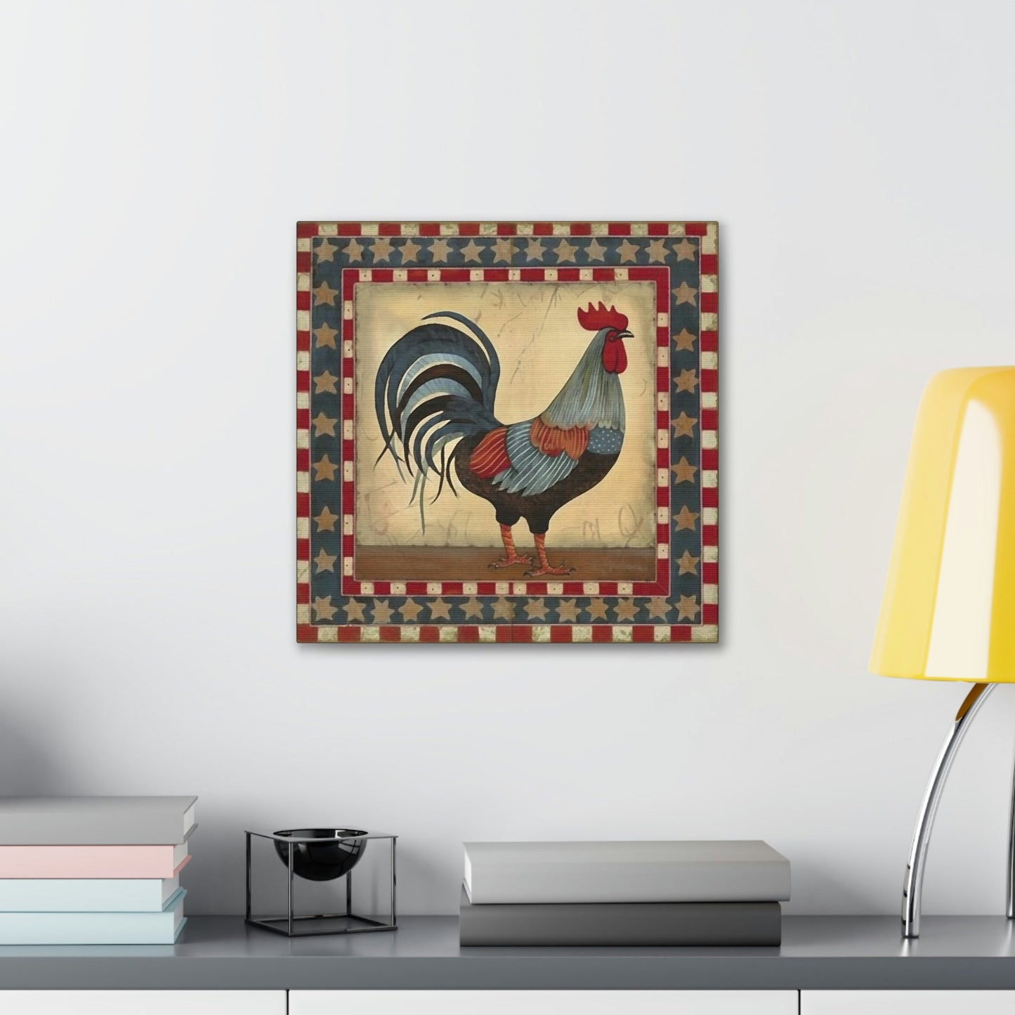 Rustic Folk Rooster Design Canvas Gallery Wraps - Perfect Gift for Your Country Farm Friends