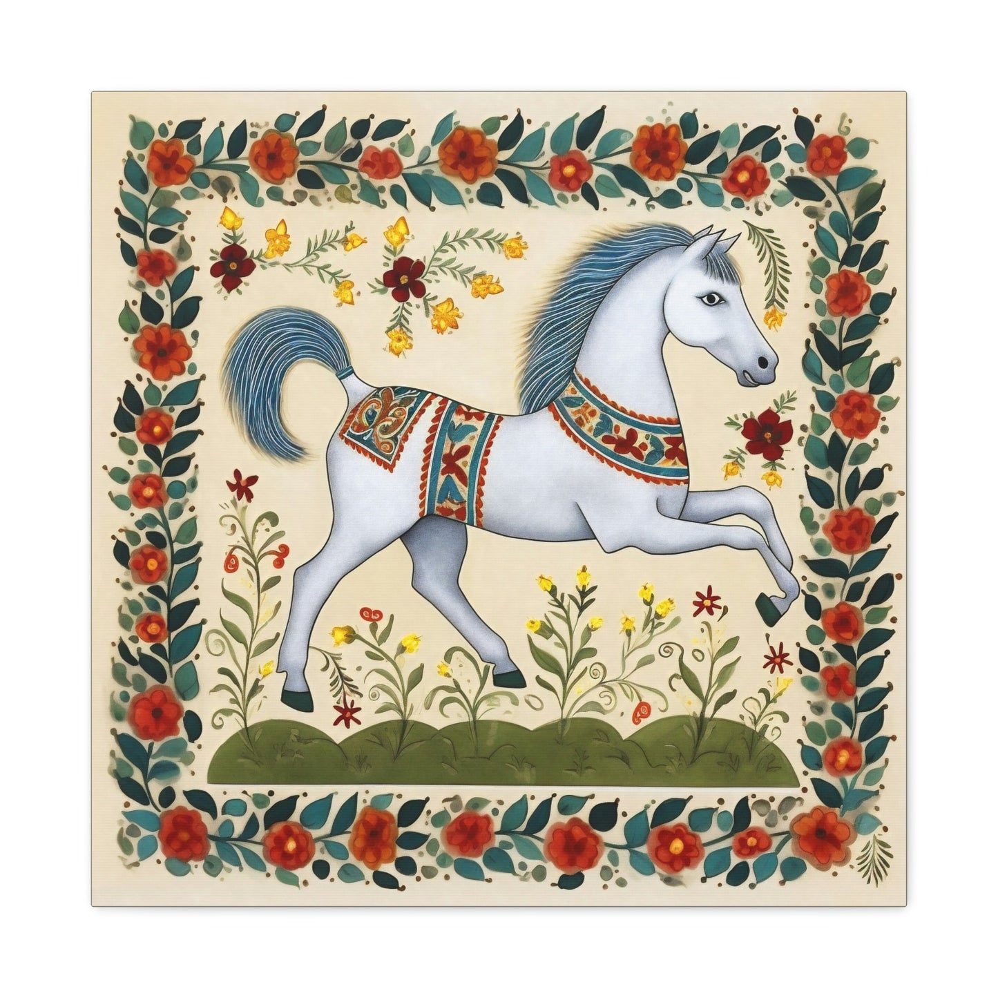 Rustic Folk White Horse Canvas Gallery Wraps - Perfect Gift for Your Country Farm Friends