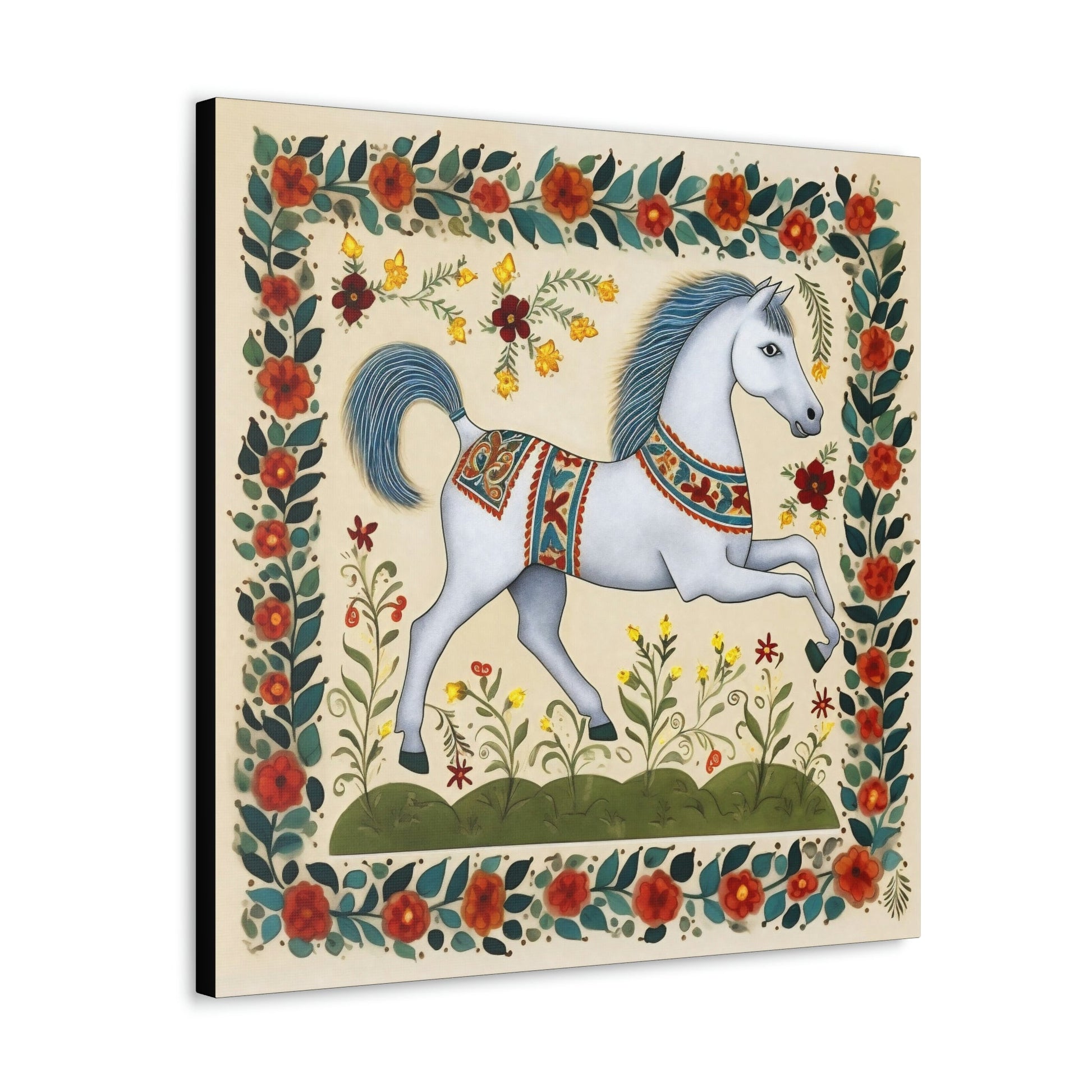 Rustic Folk White Horse Canvas Gallery Wraps - Perfect Gift for Your Country Farm Friends