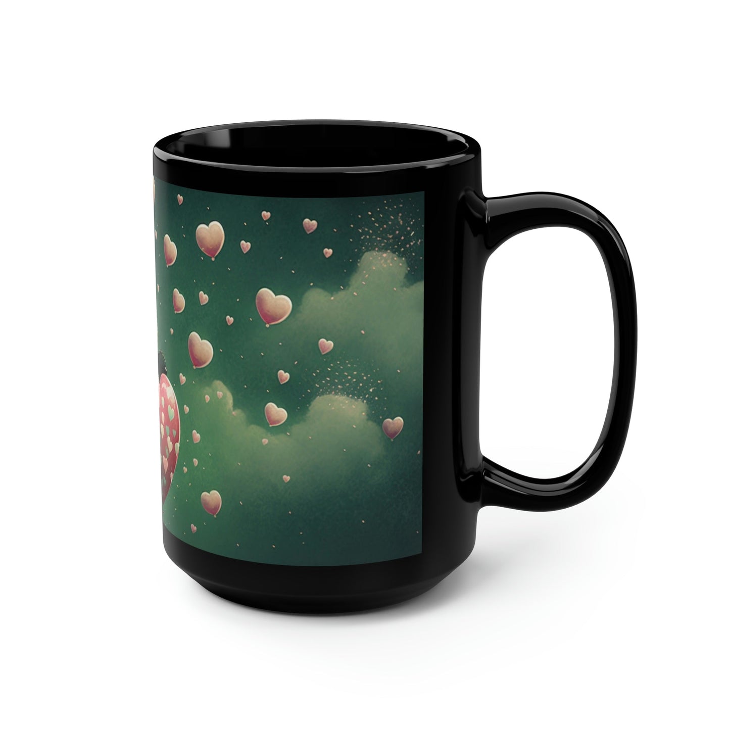 Sad Panda with Hearts - 15 oz Coffee Mug