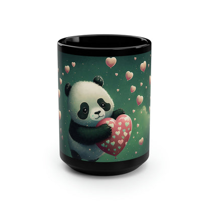 Sad Panda with Hearts - 15 oz Coffee Mug