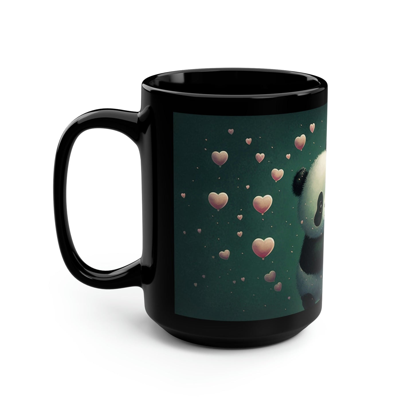 Sad Panda with Hearts - 15 oz Coffee Mug