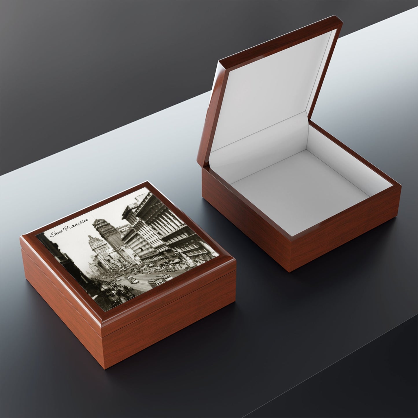 San Francisco Nostalgia Keepsake Jewelry Box with Ceramic Tile Cover