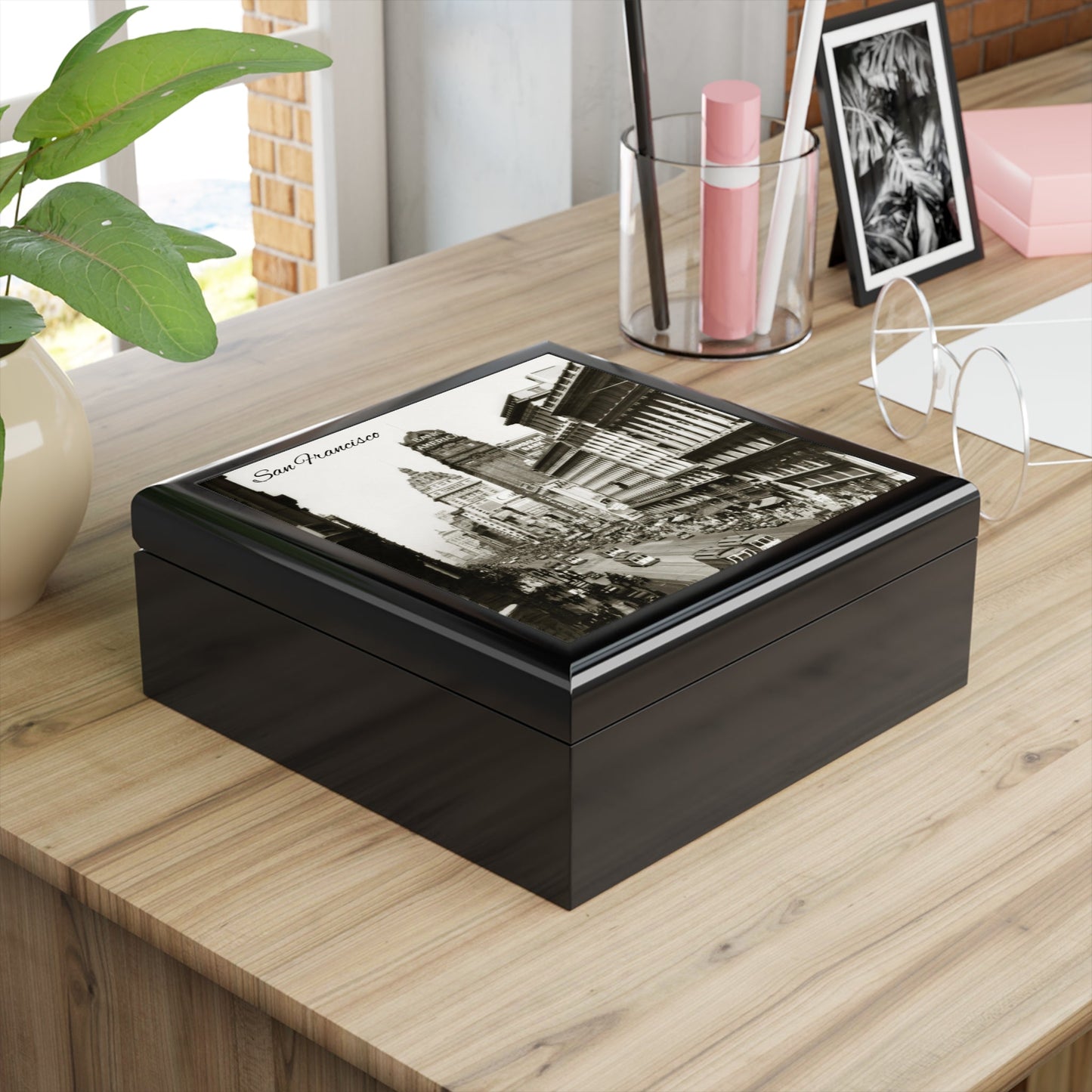 San Francisco Nostalgia Keepsake Jewelry Box with Ceramic Tile Cover