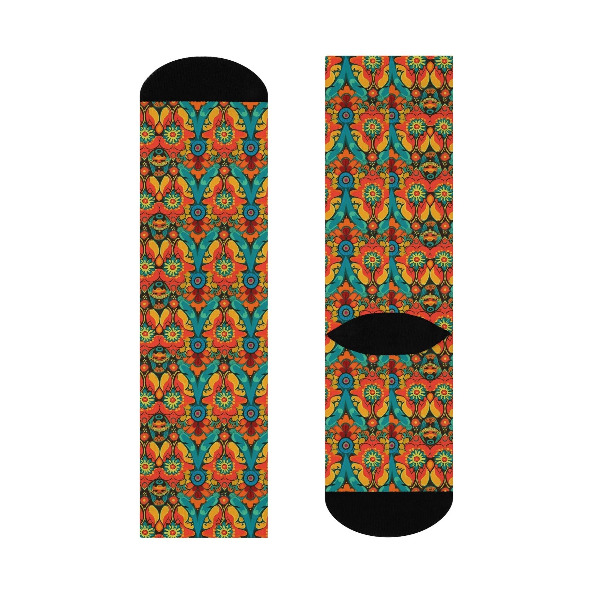 Sanganeri Print Designed Cushioned Crew Socks