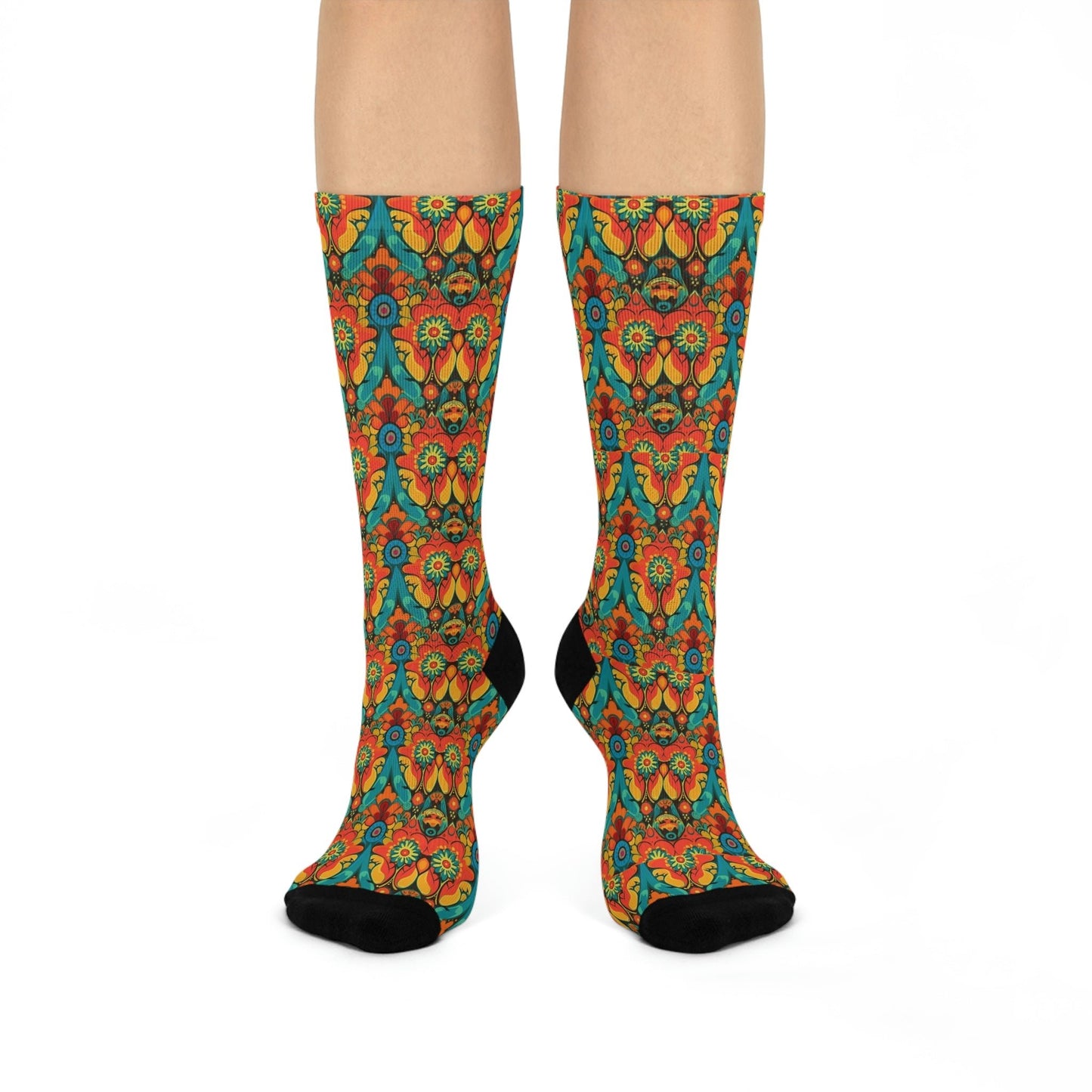 Sanganeri Print Designed Cushioned Crew Socks