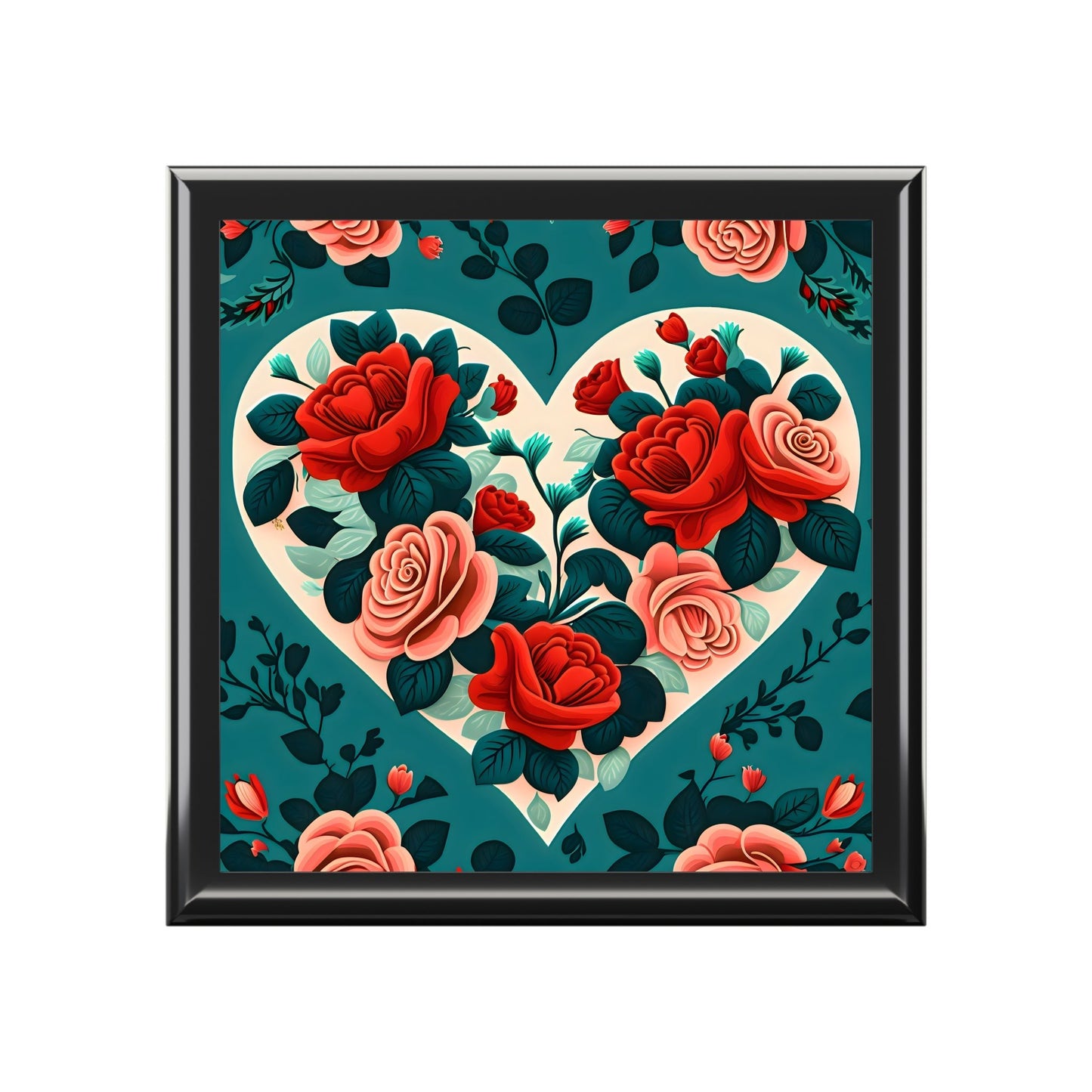 Scandanavian Style Heart and Roses Gift Jewelry Box