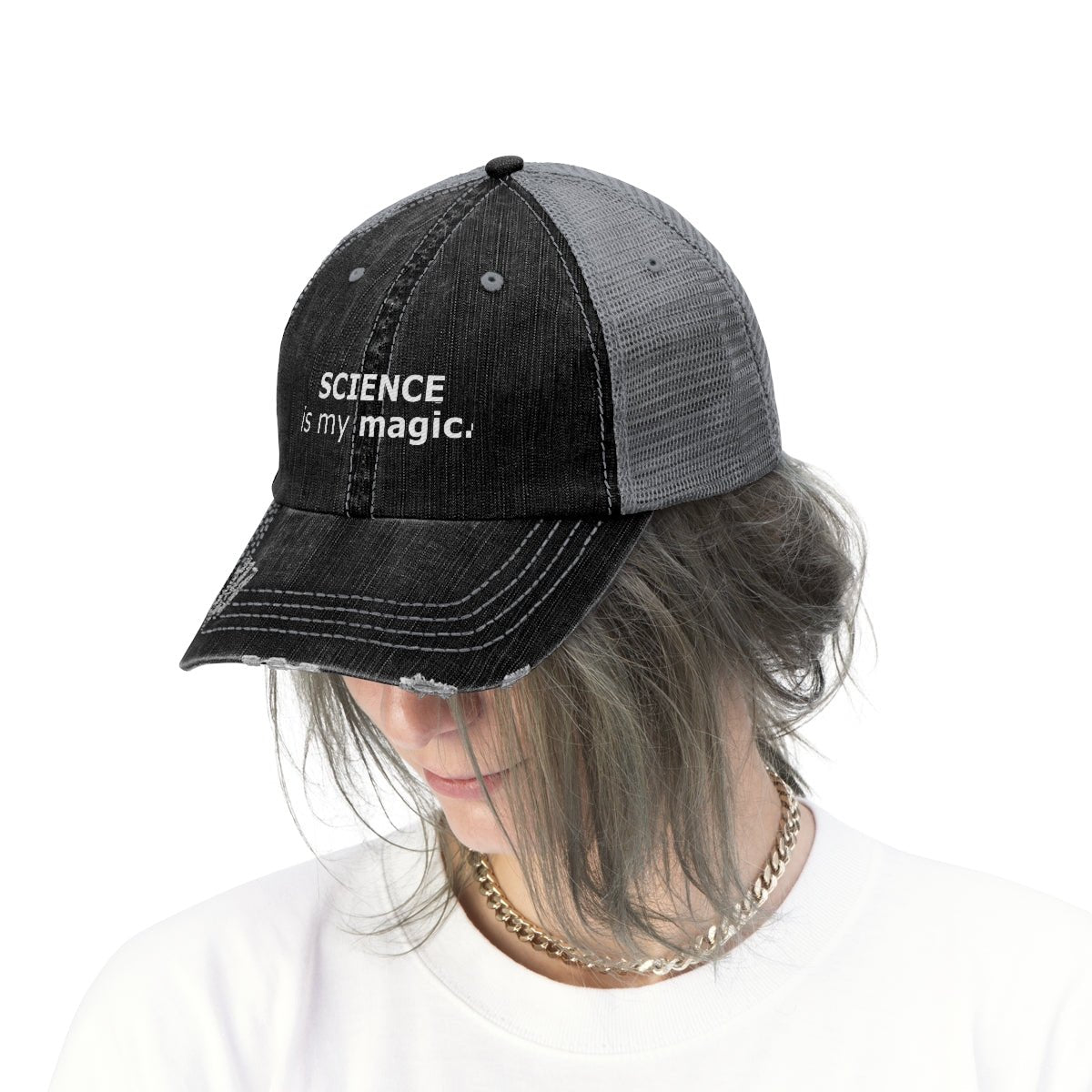 Science is my magic. Unisex Trucker Hat Logic Reason Scientific Logical Math Facts Intelligent green Intellectual Teacher smart cool