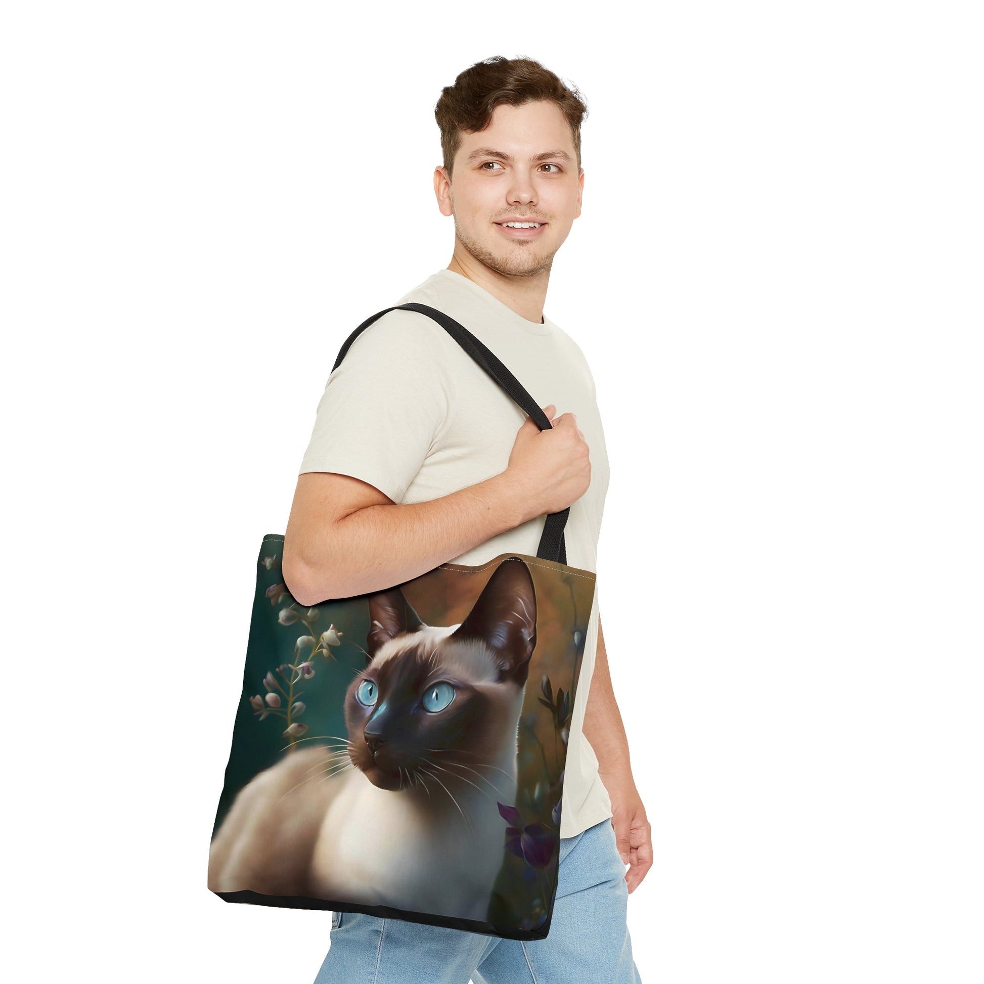 Siamese Cat in Garden Tote Bag