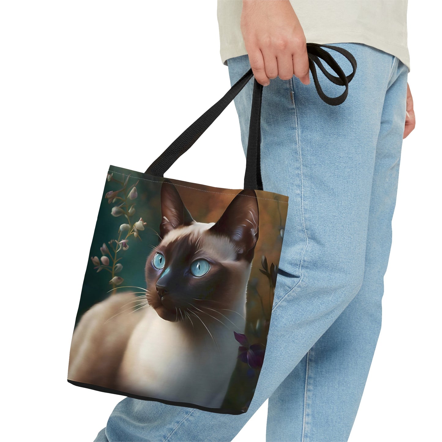 Siamese Cat in Garden Tote Bag