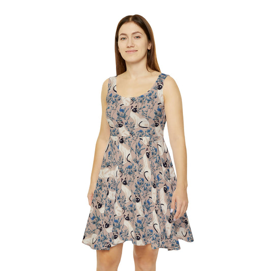 Siamese Cat Pattern Women's Skater Dress