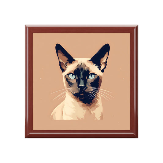 Siamese Cat Portrait Jewelry Keepsake Box