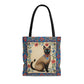 Siamese Cat with Border Tote Bag - Cute Cottagecore Totebag Makes the Perfect Gift