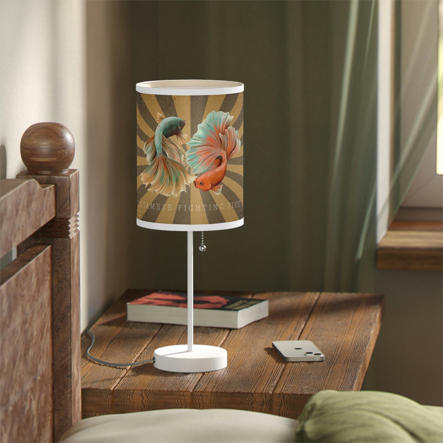 Siamese Fighting Fish Lamp on a Stand, US|CA plug