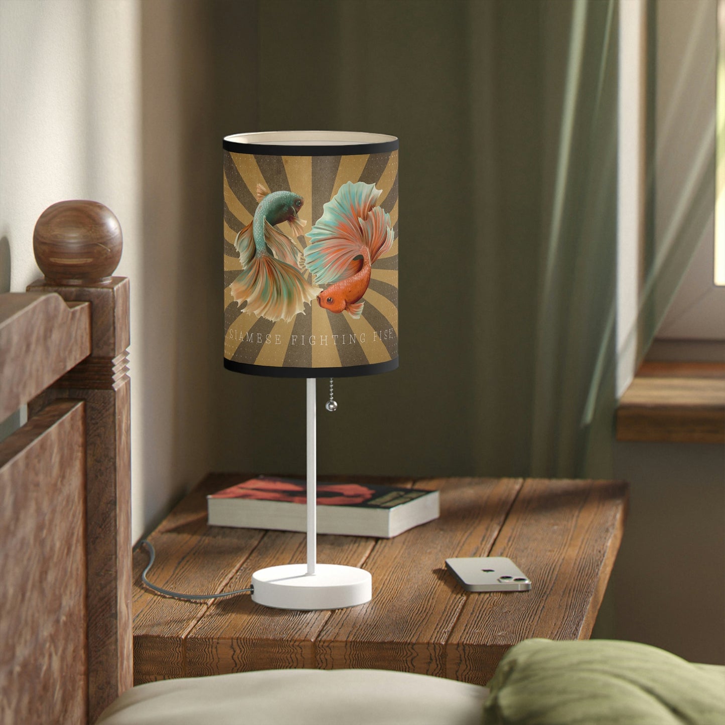 Siamese Fighting Fish Lamp on a Stand, US|CA plug