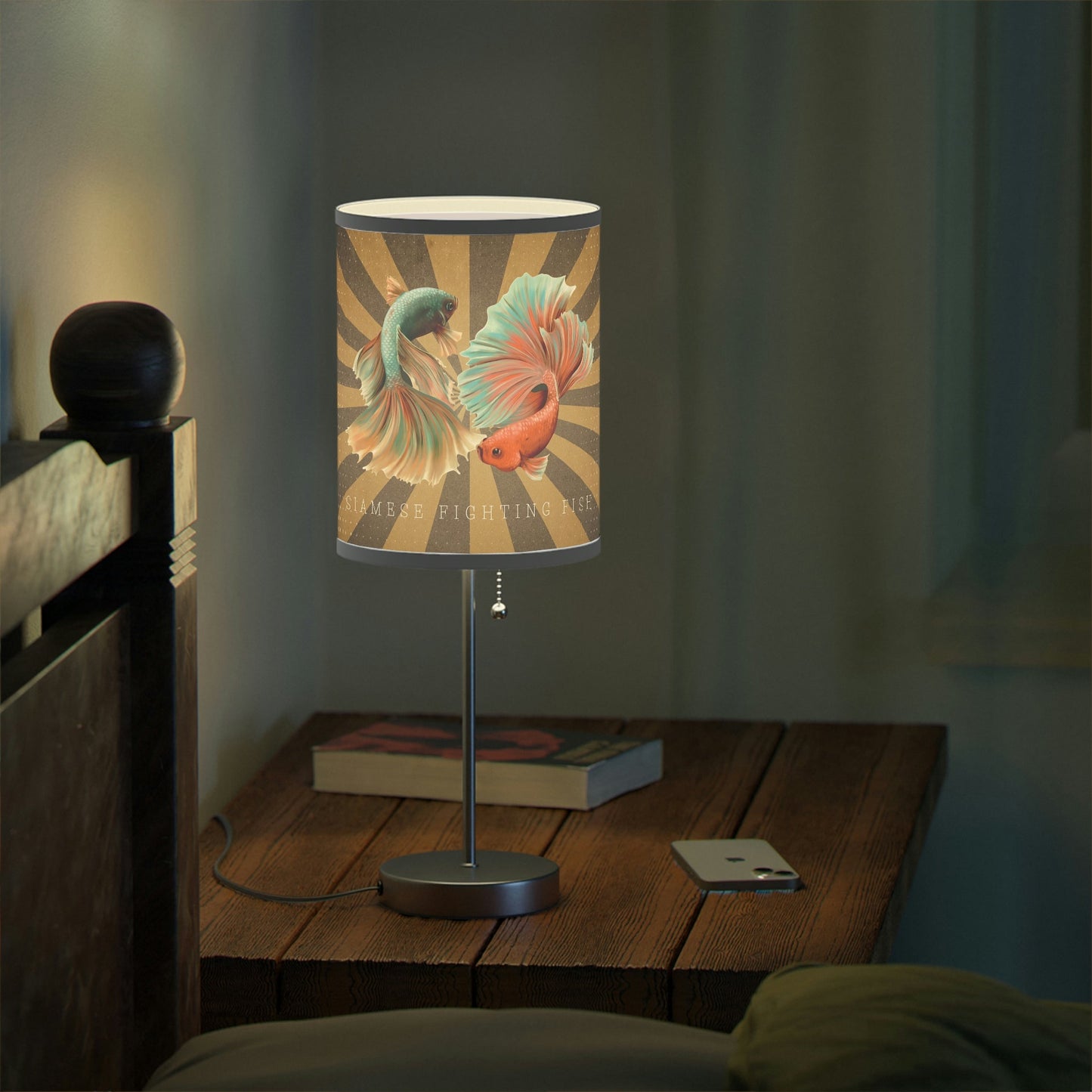 Siamese Fighting Fish Lamp on a Stand, US|CA plug