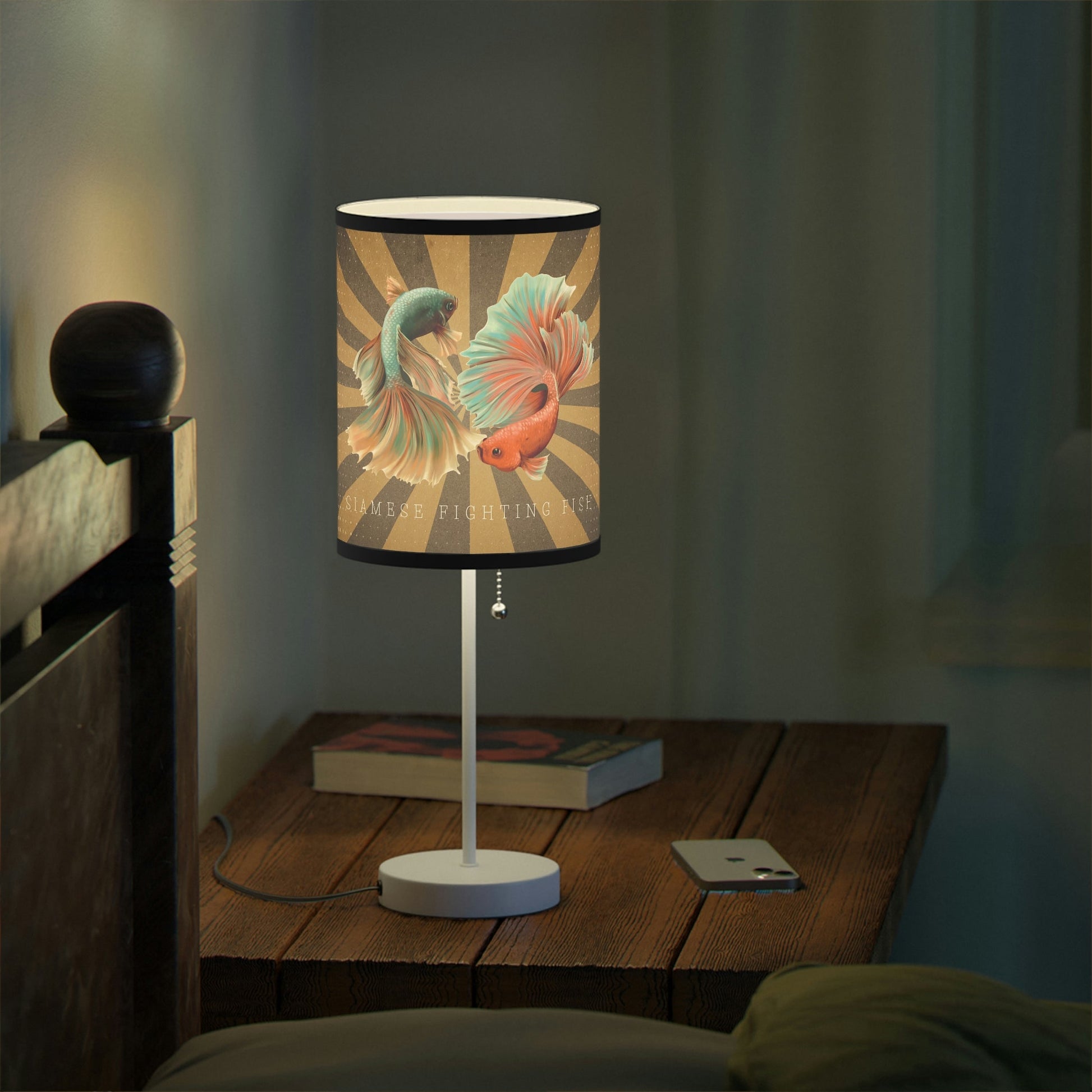 Siamese Fighting Fish Lamp on a Stand, US|CA plug