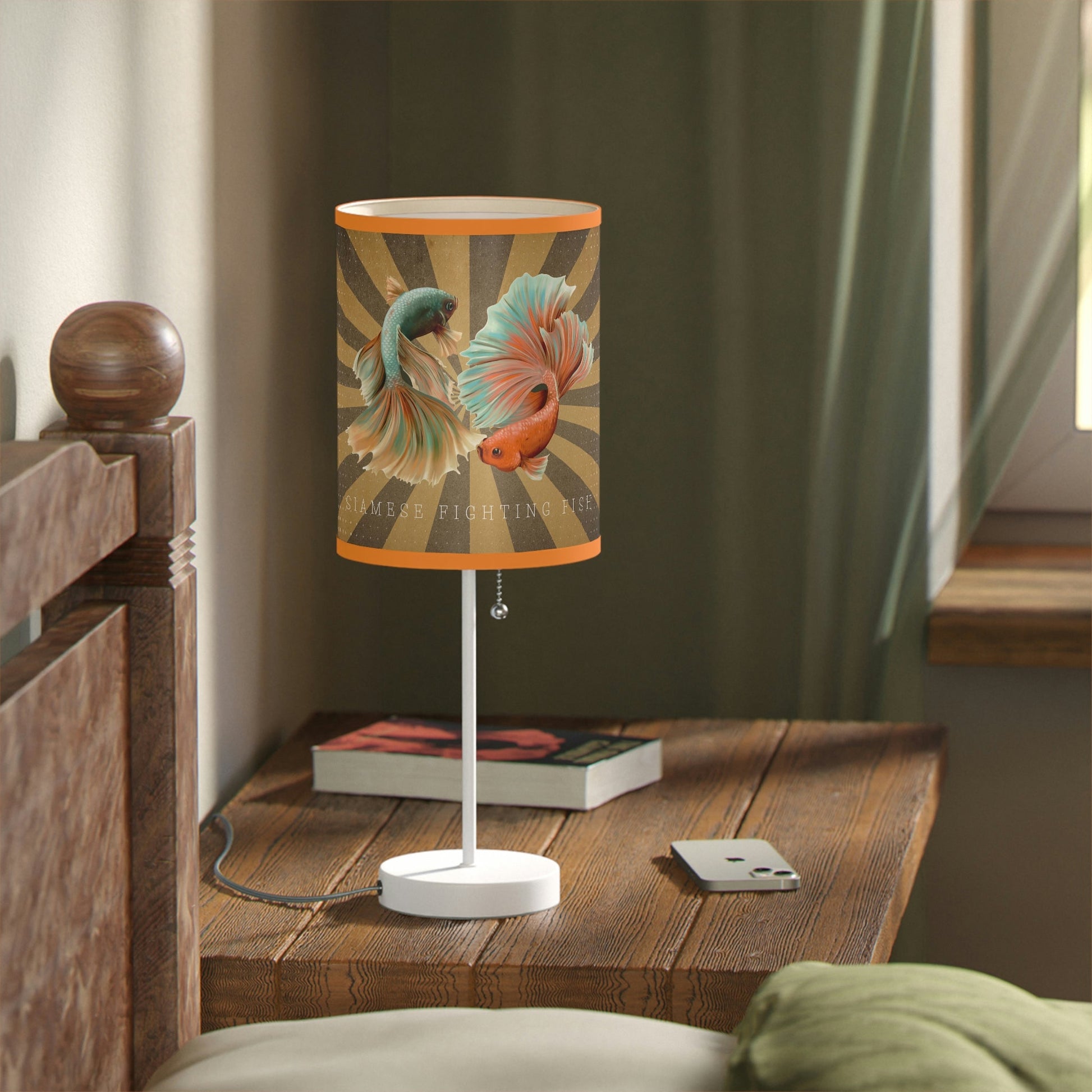 Siamese Fighting Fish Lamp on a Stand, US|CA plug