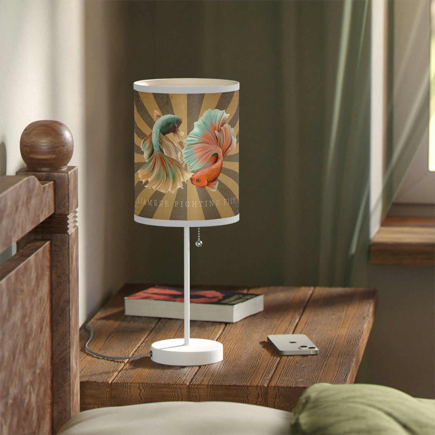 Siamese Fighting Fish Lamp on a Stand, US|CA plug