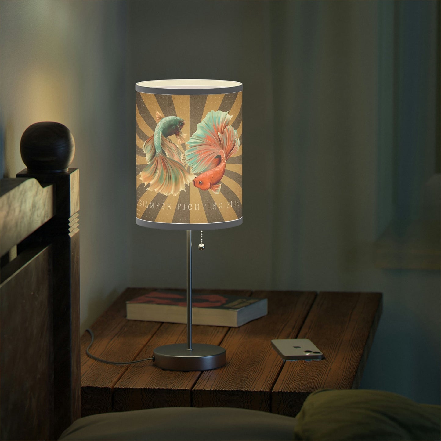 Siamese Fighting Fish Lamp on a Stand, US|CA plug