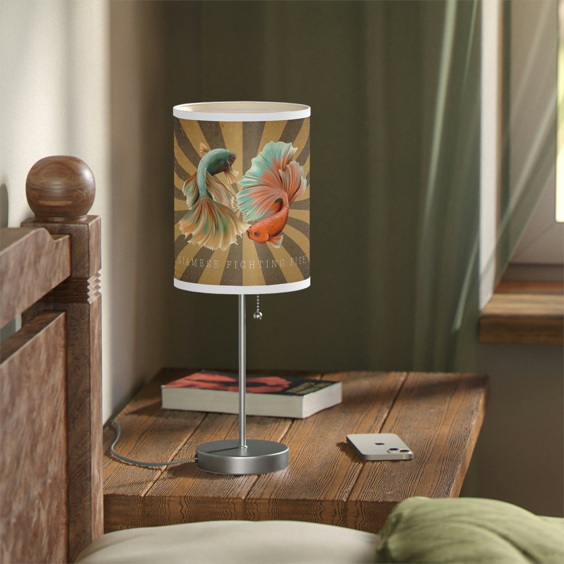 Siamese Fighting Fish Lamp on a Stand, US|CA plug