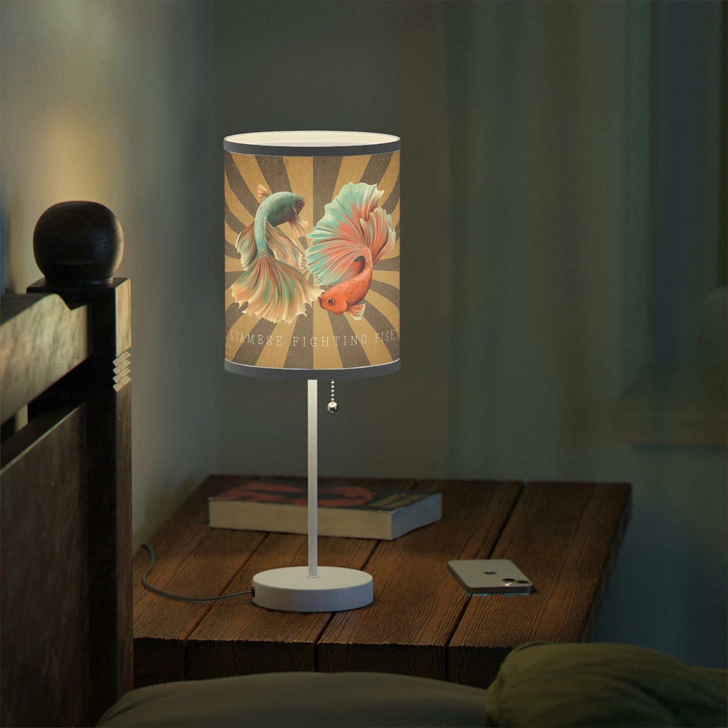 Siamese Fighting Fish Lamp on a Stand, US|CA plug