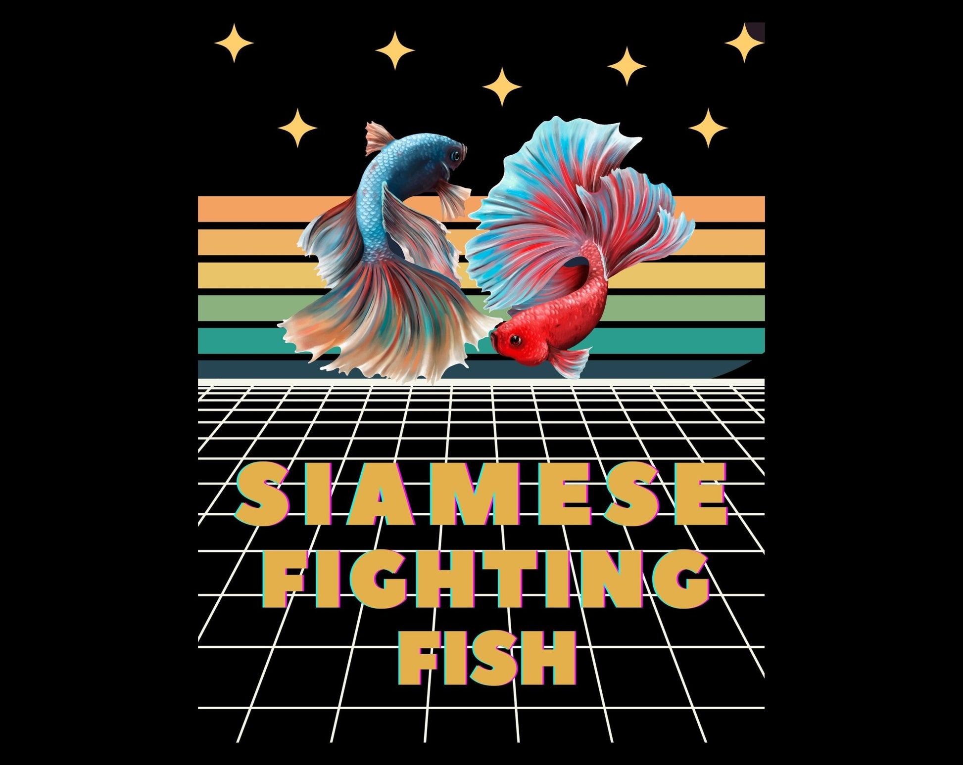 Siamese Fighting Fish Retro Heavy Cotton T-Shirt