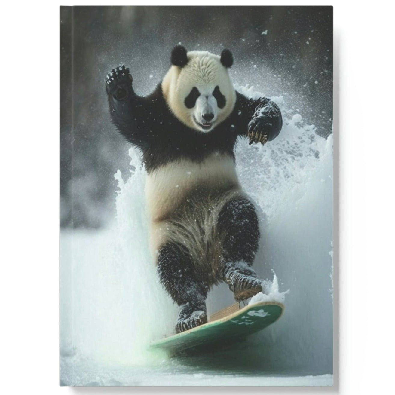 Snowboarding Panda Bear in Battle Gear Hard Backed Journal