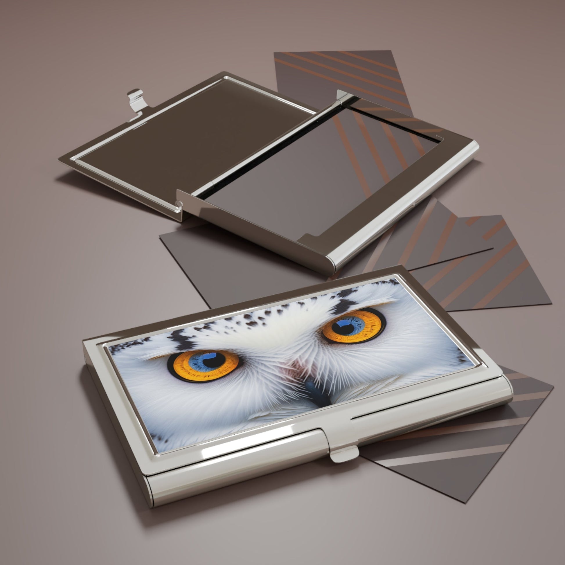 Snowey Owl Eyes Business Card Holder