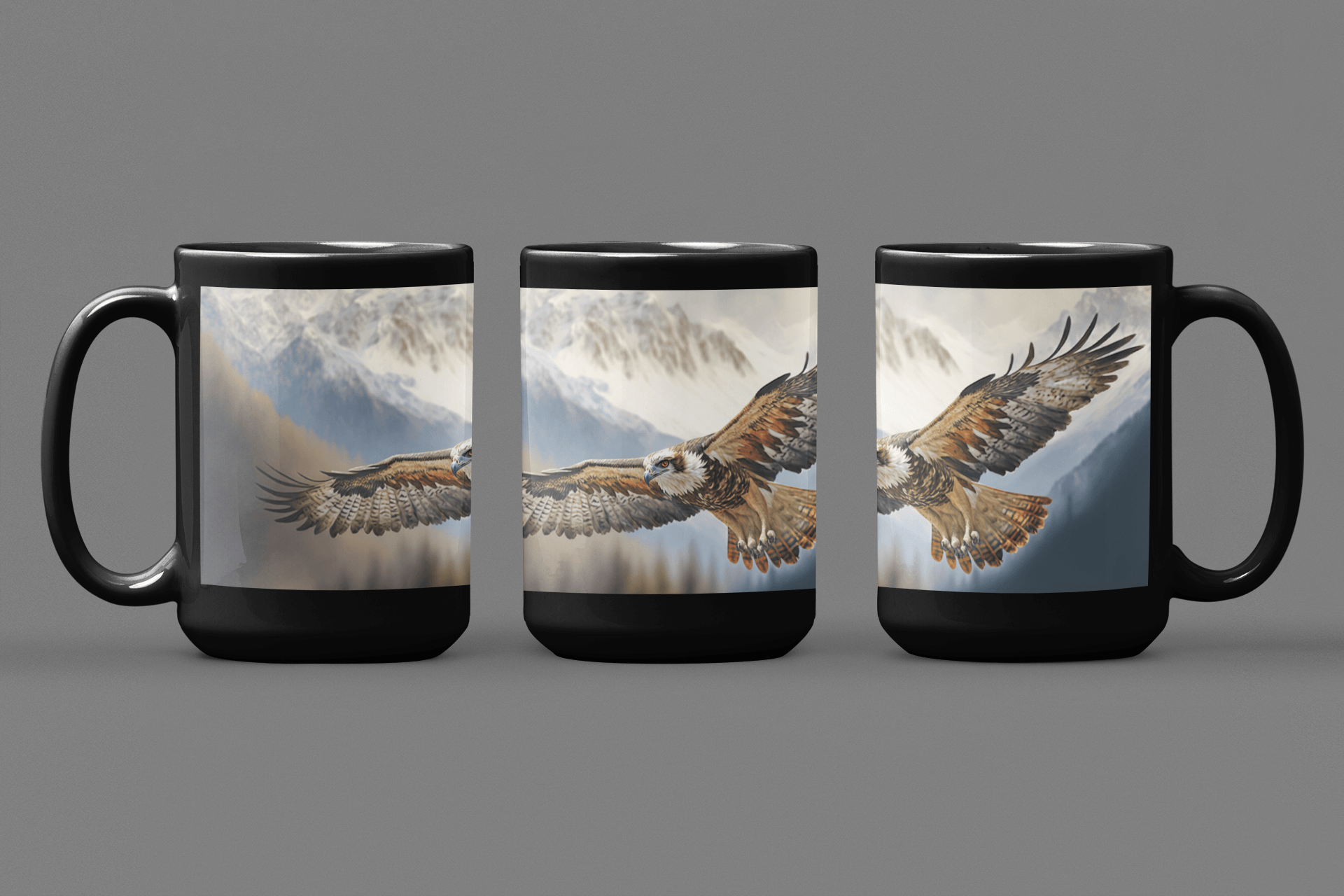 Soaring Osprey - Black 15 oz Blck Coffee Mug