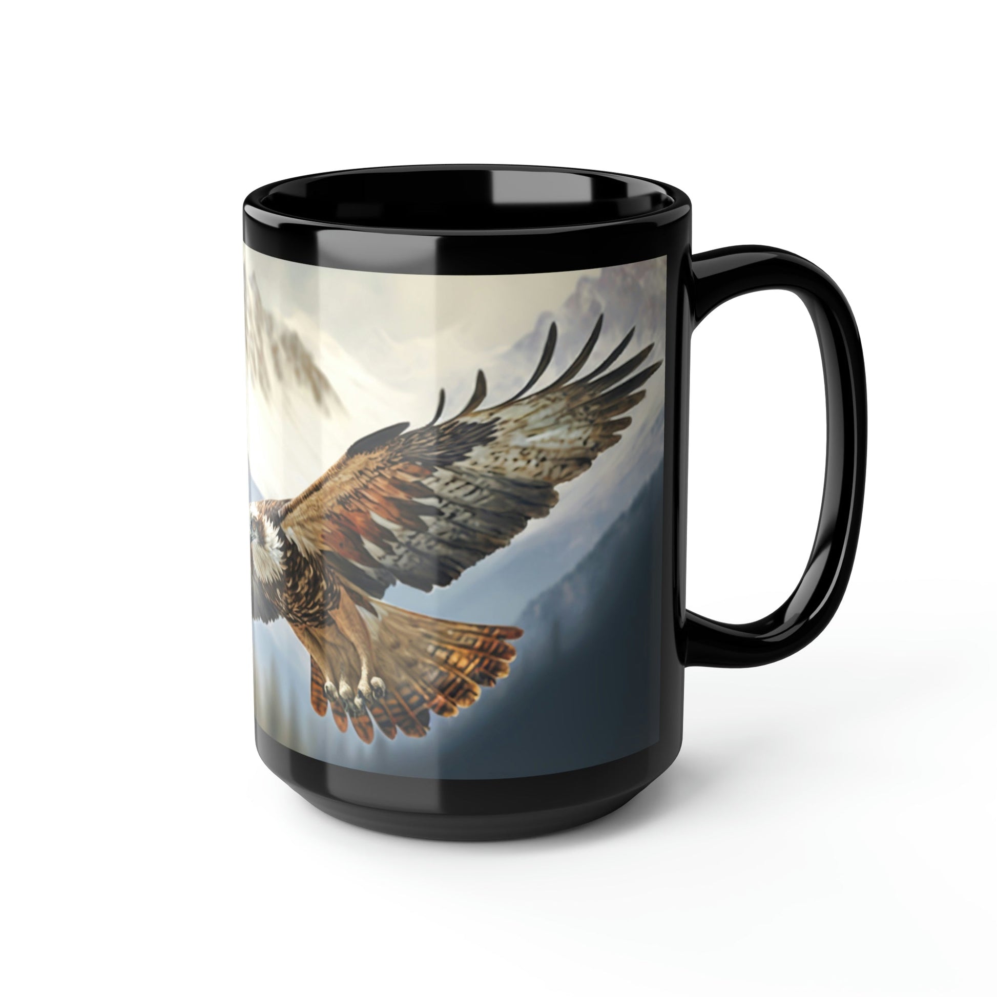 Soaring Osprey - Black 15 oz Blck Coffee Mug