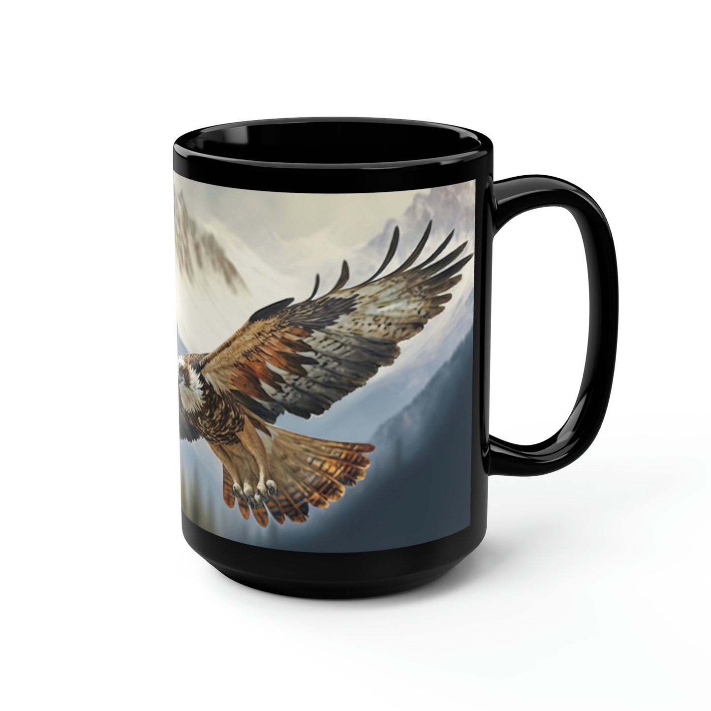 Soaring Osprey - Black 15 oz Blck Coffee Mug