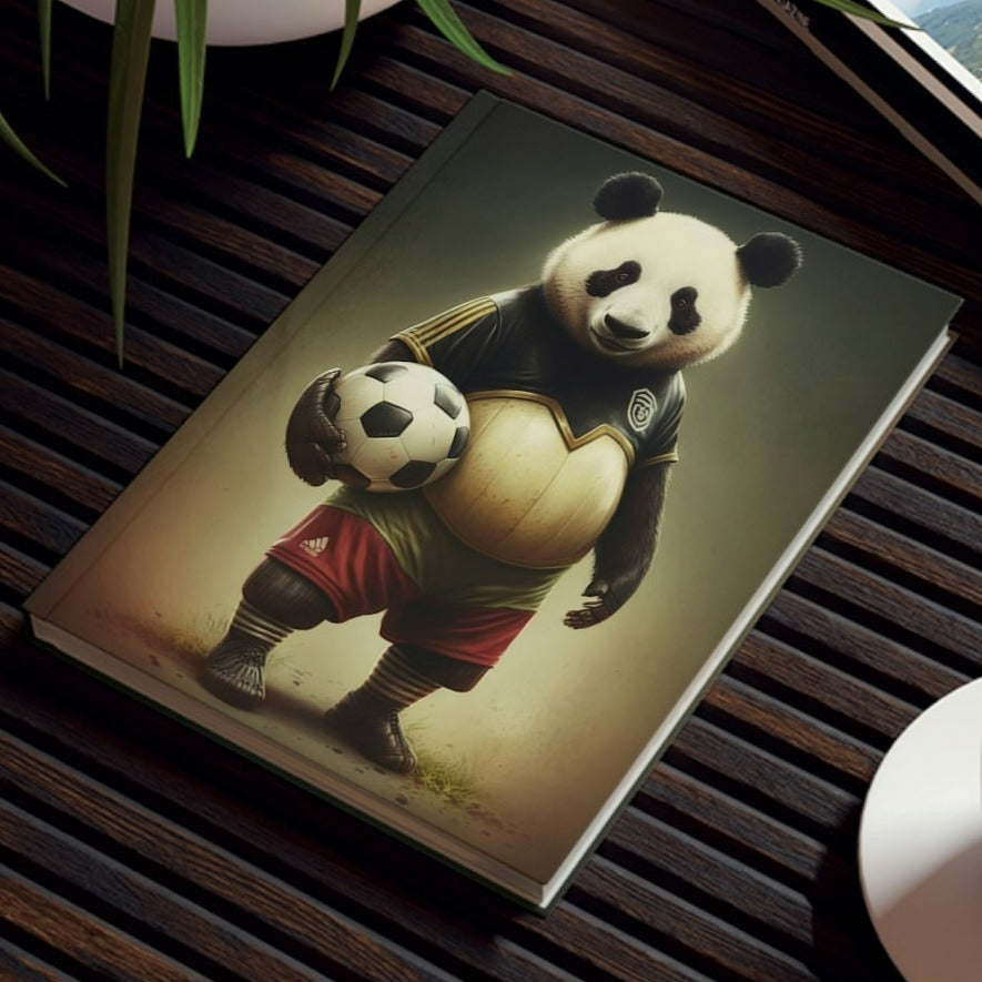 Soccer Panda Bear Hard Backed Journal