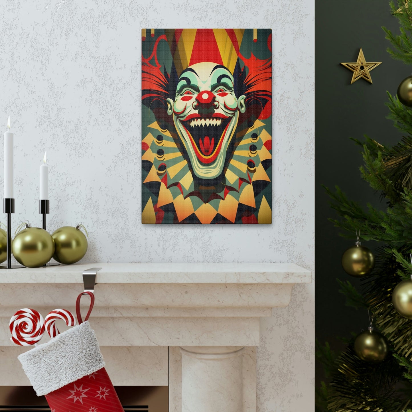 Spooky Crazy Insane Evil Clowns – Mr. Terrifier the Clown from Hell Canvas Gallery Wraps