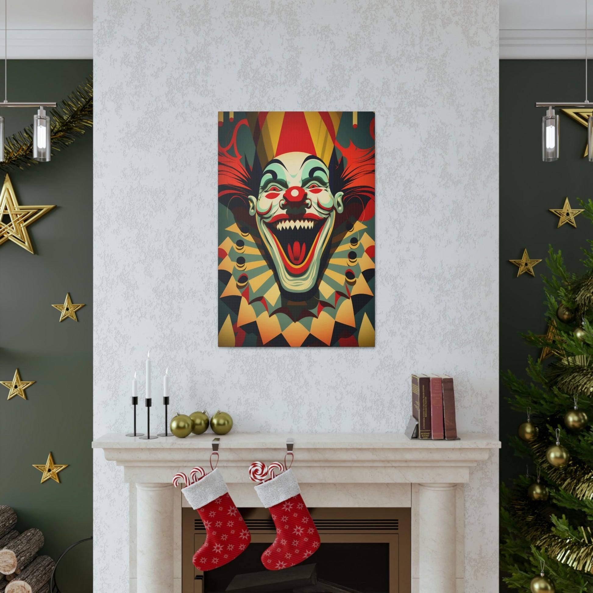 Spooky Crazy Insane Evil Clowns – Mr. Terrifier the Clown from Hell Canvas Gallery Wraps