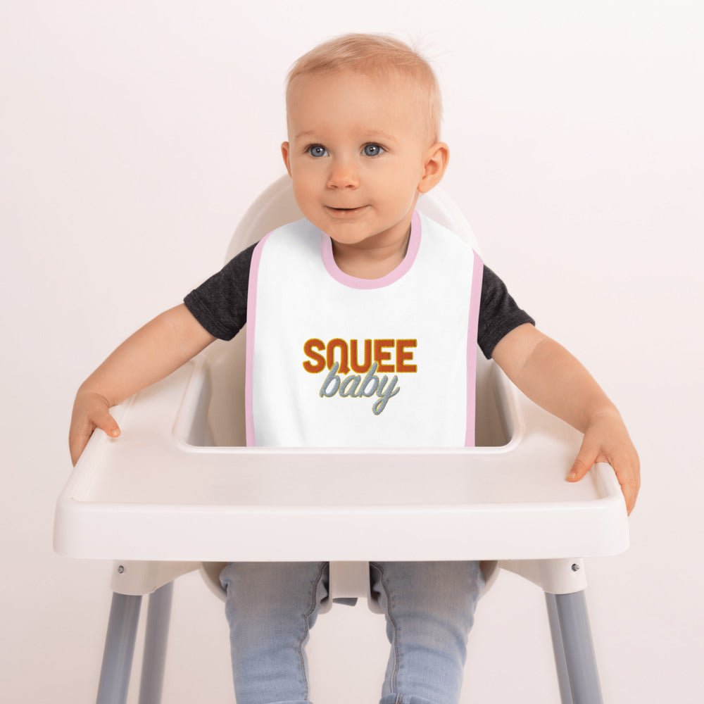 Squee Baby Embroidered Baby Bib tot toddler cute sweet baby shower babies bibs gify present mom dad