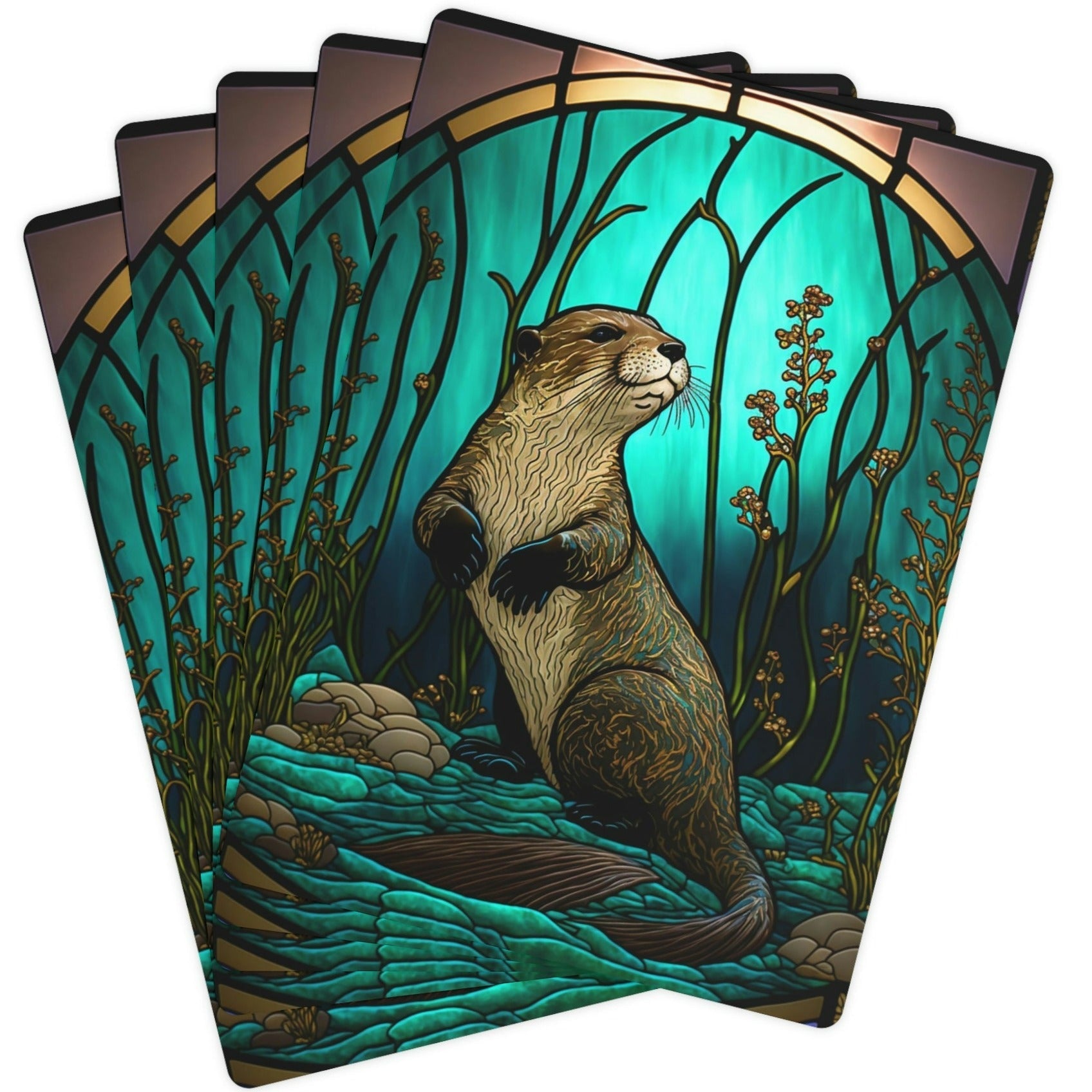 Stained Glass Otter Lake Poker Playing Cards