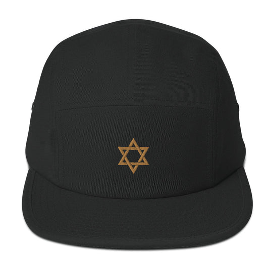 Star of David Embroidered 5 Panel Camper Hat Cap Structured Low Profile Adjustable Eyelets Jewish Faith Religion